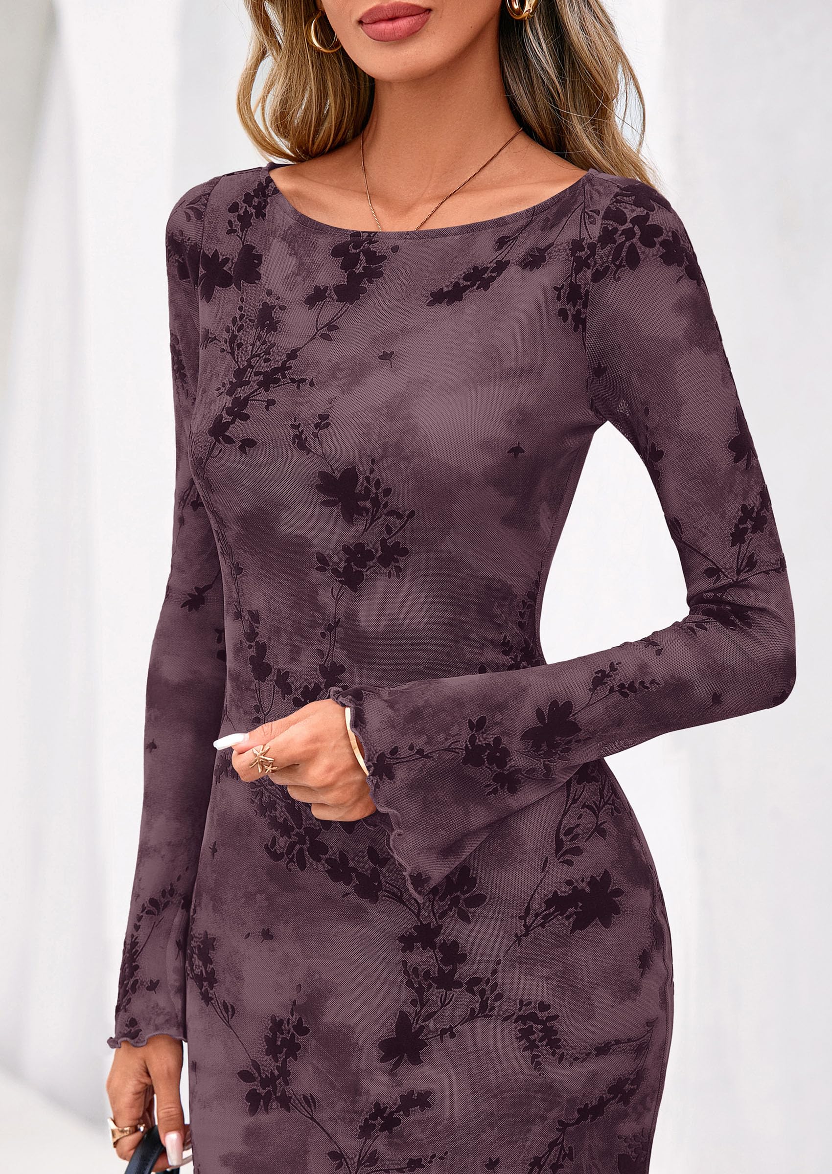 Women's Floral Bodycon Maxi Dress Wedding Guest Dresses
