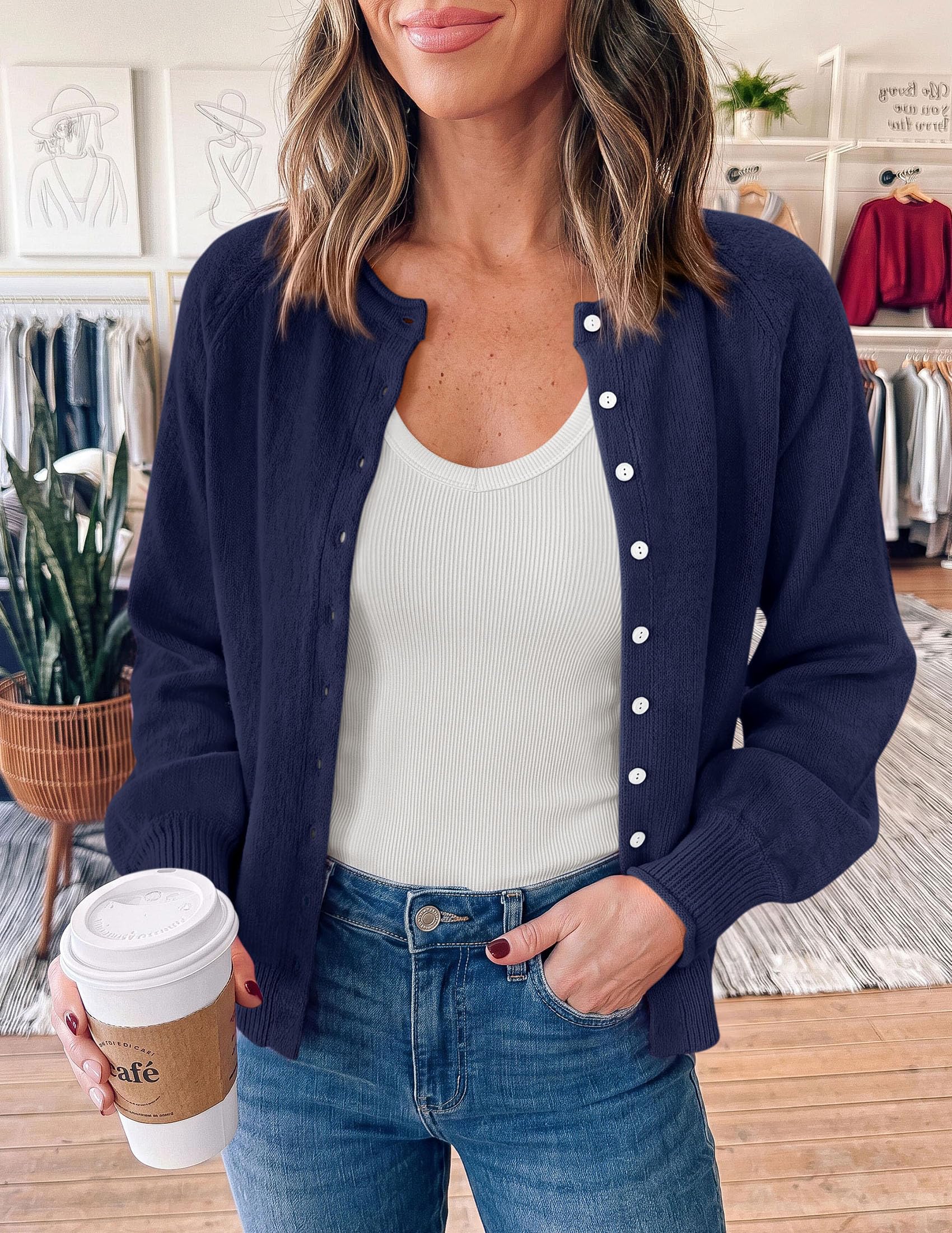 Women's Knit Button Up Cardigan Fall Lightweight Cozy Sweaters