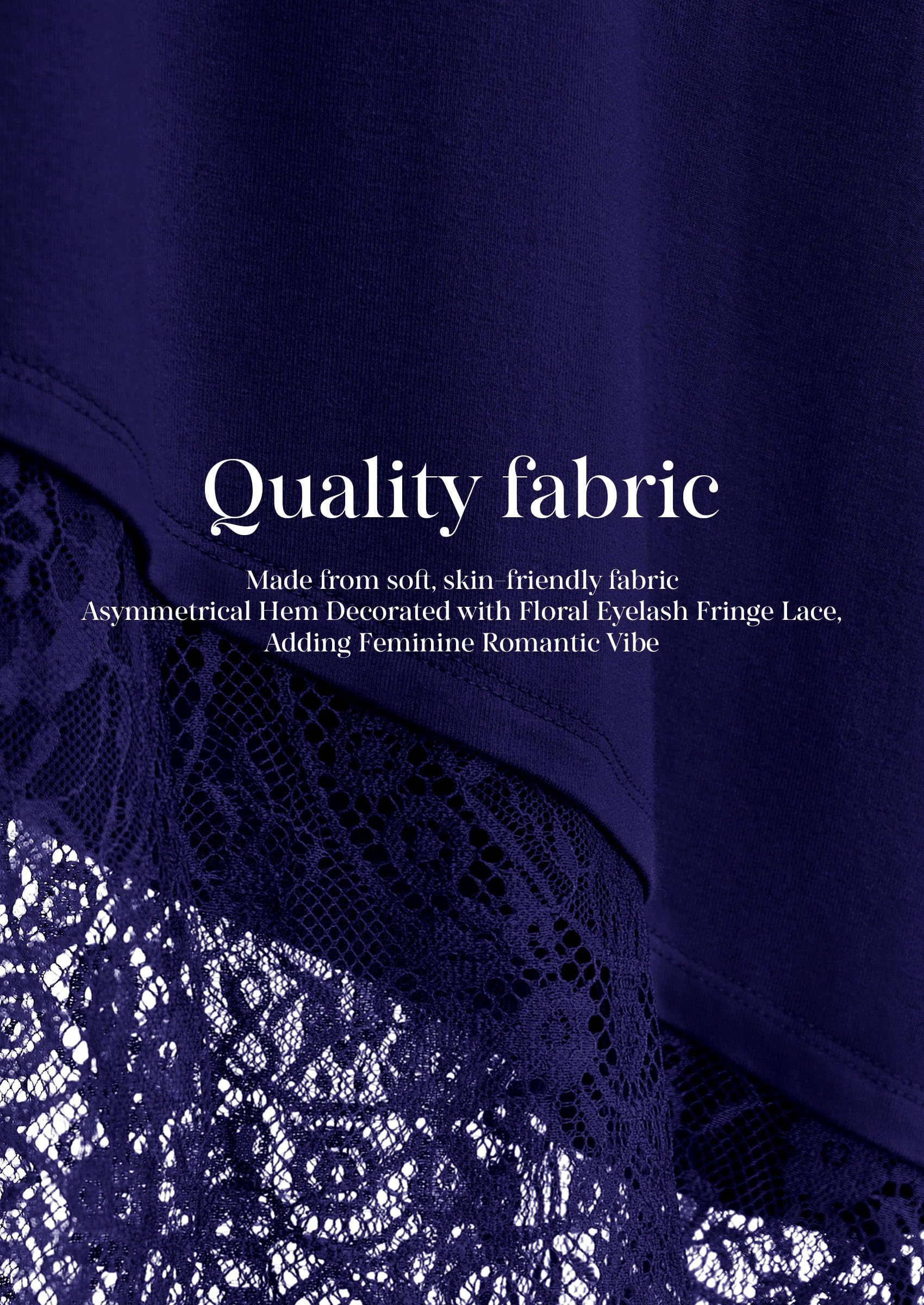 Women's Lace Patchwork Long Sleeve Shirts,Navy,S
