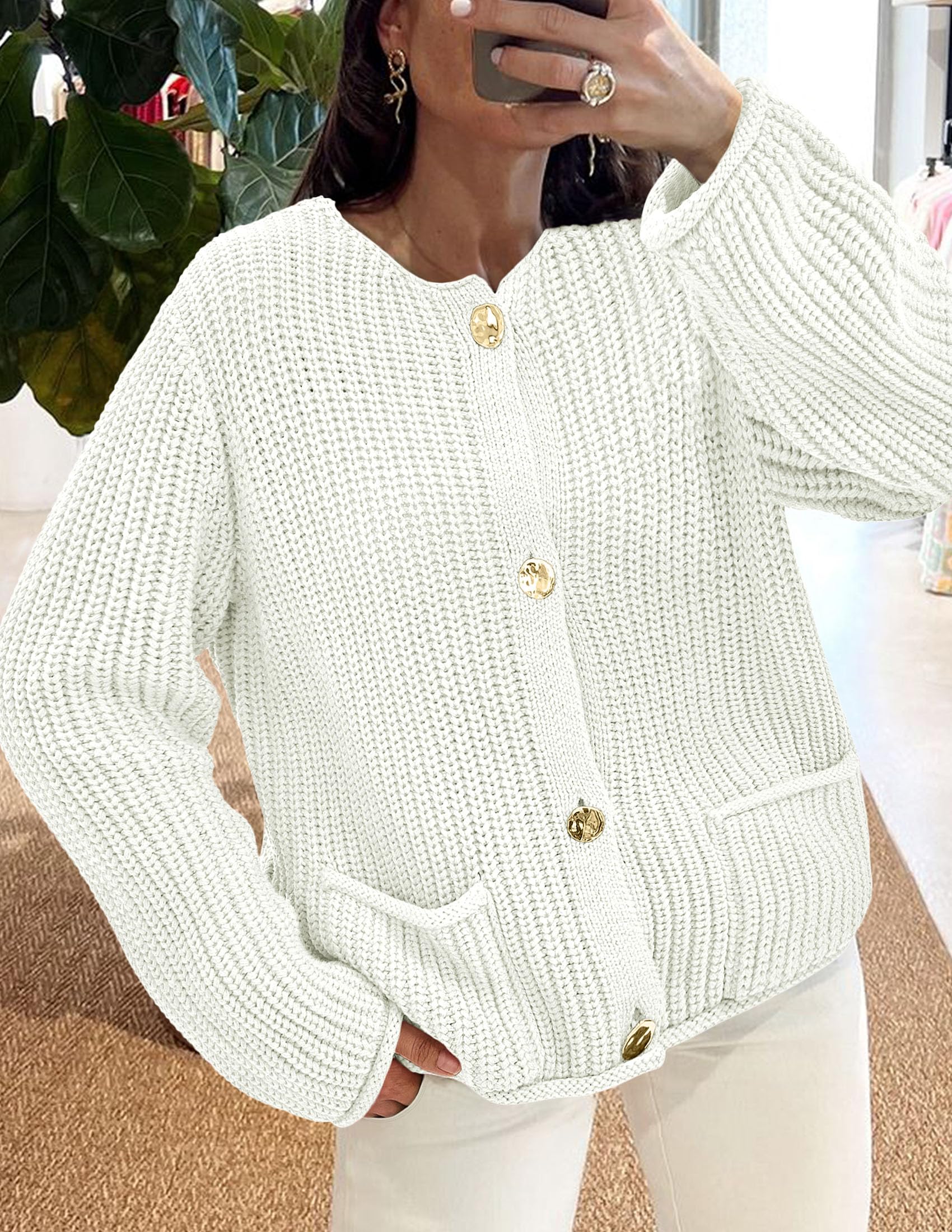 Women Oversized Cardigan Sweaters 2026 Fall Outfits,White