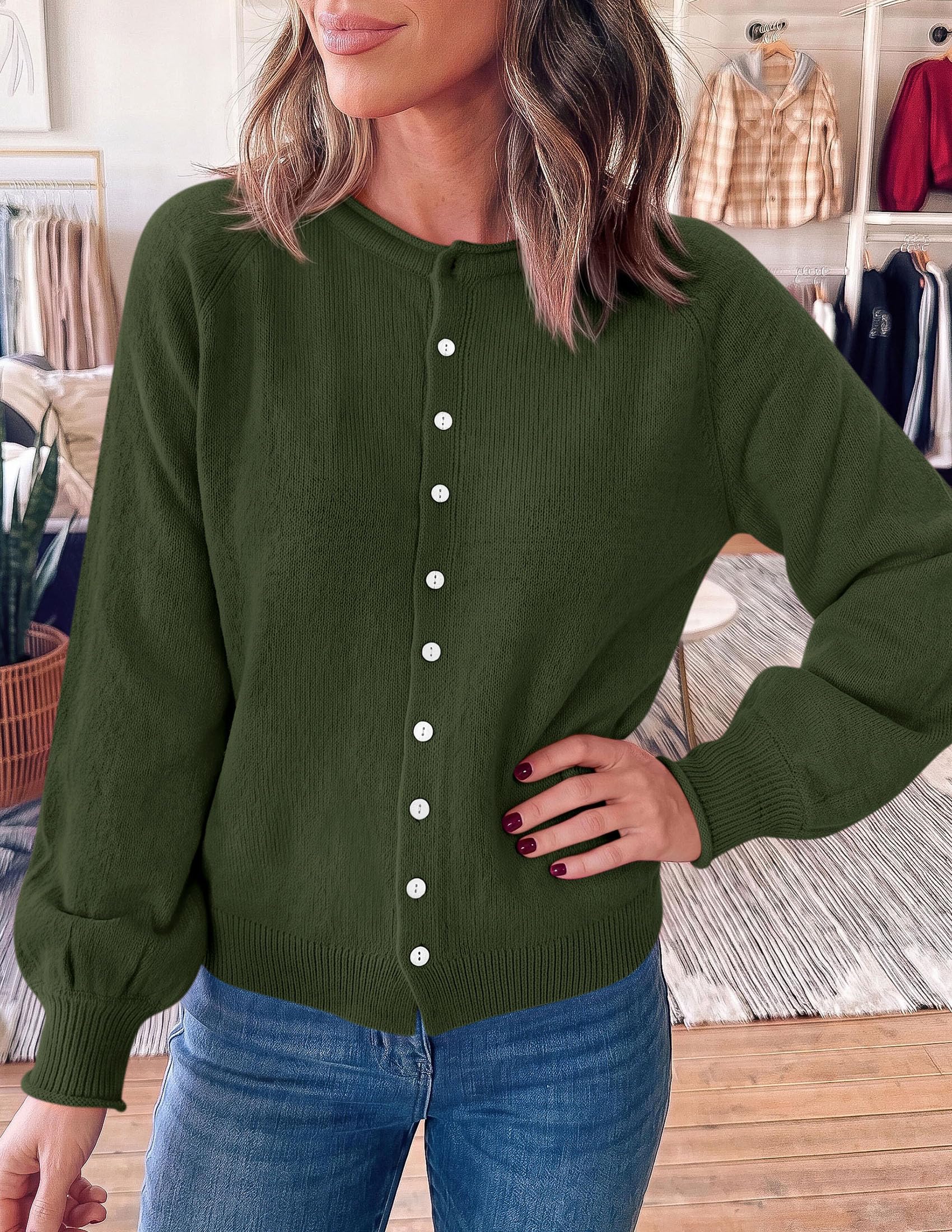 Women's Knit Button Up Cardigan Fall Lightweight Cozy Sweaters