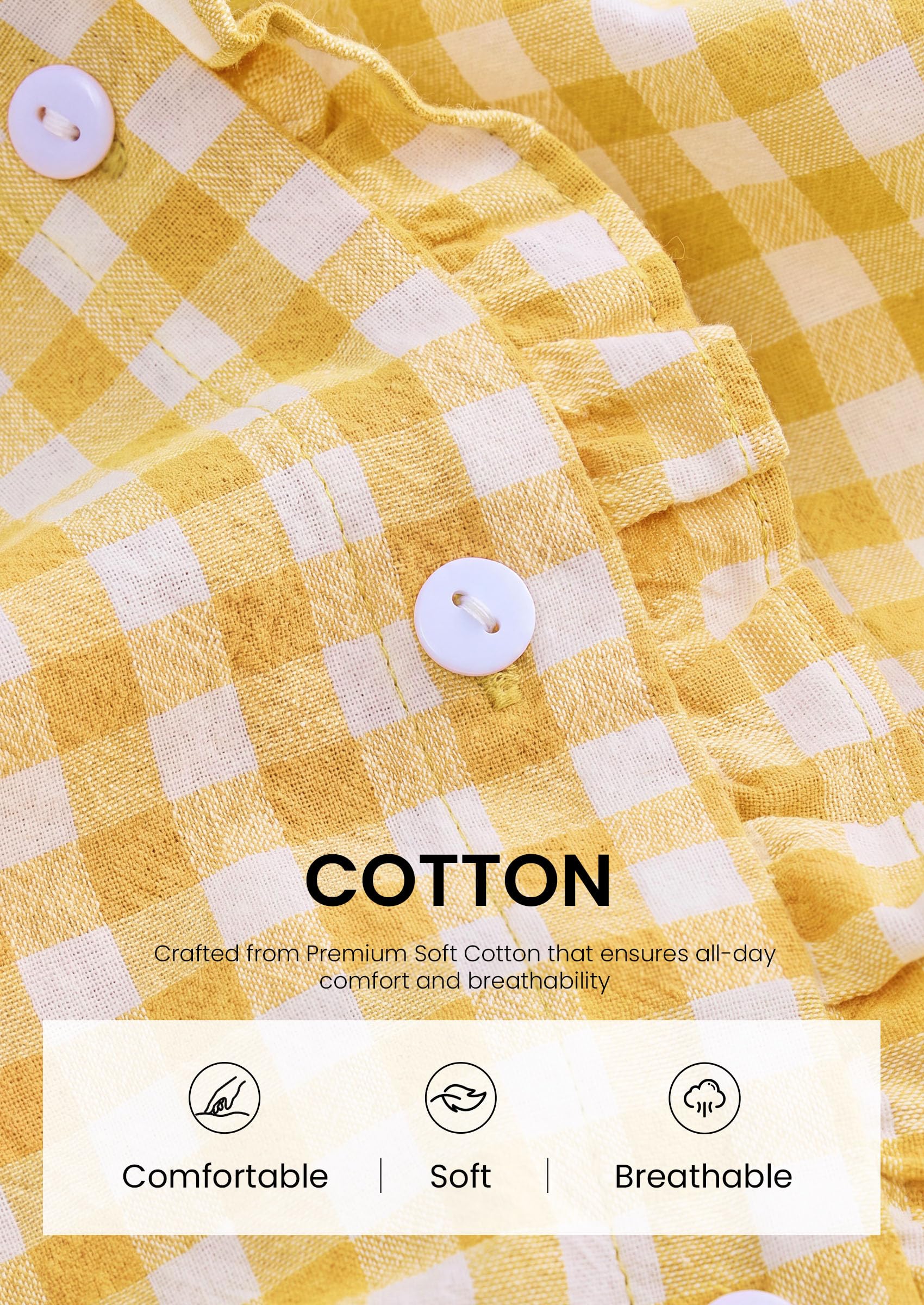 Womens Long Sleeve Button Down Shirts,Yellow White,S