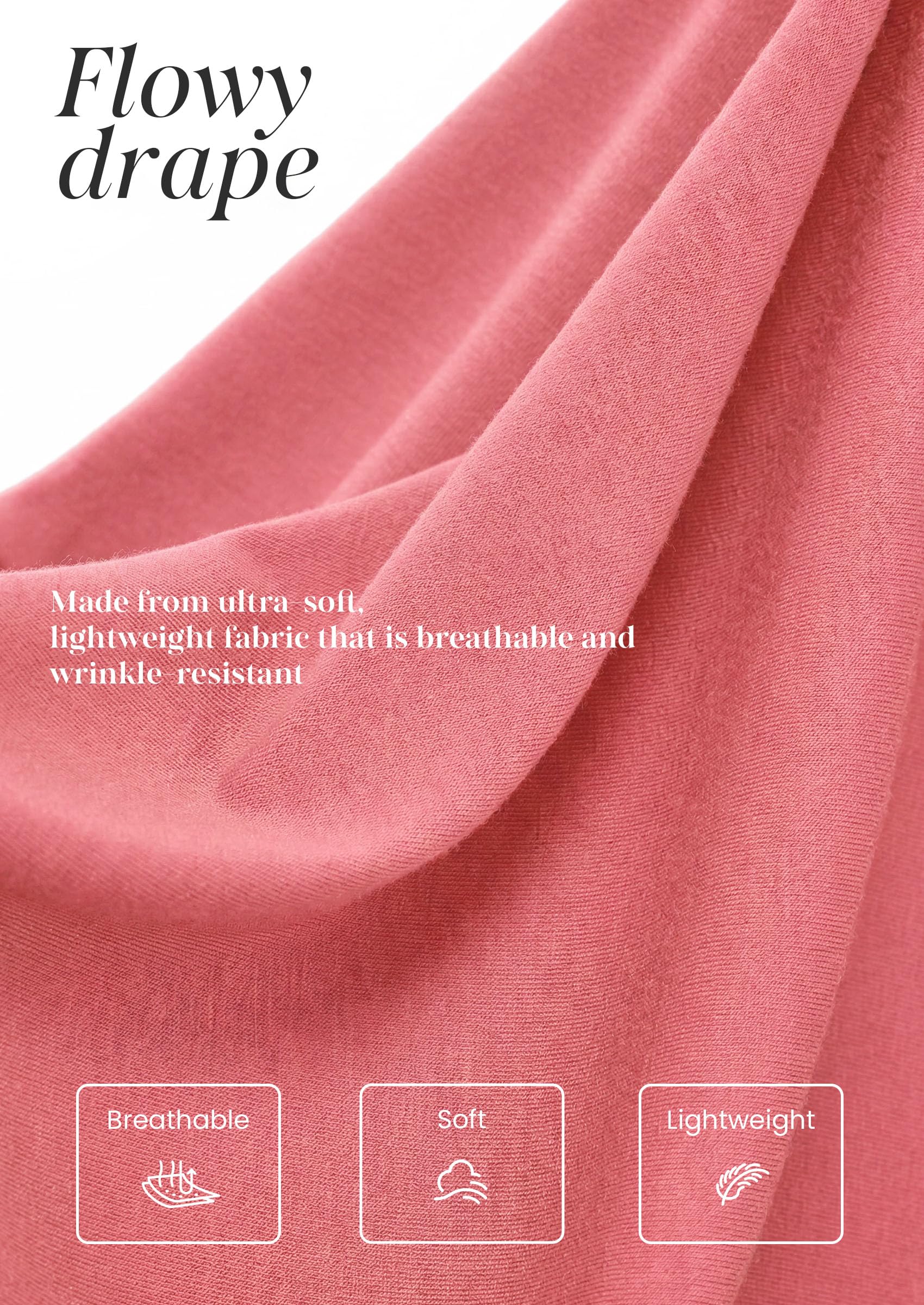 Womens Long Puff Sleeve Tops Crew Neck Blouse (Coral Pink,S)