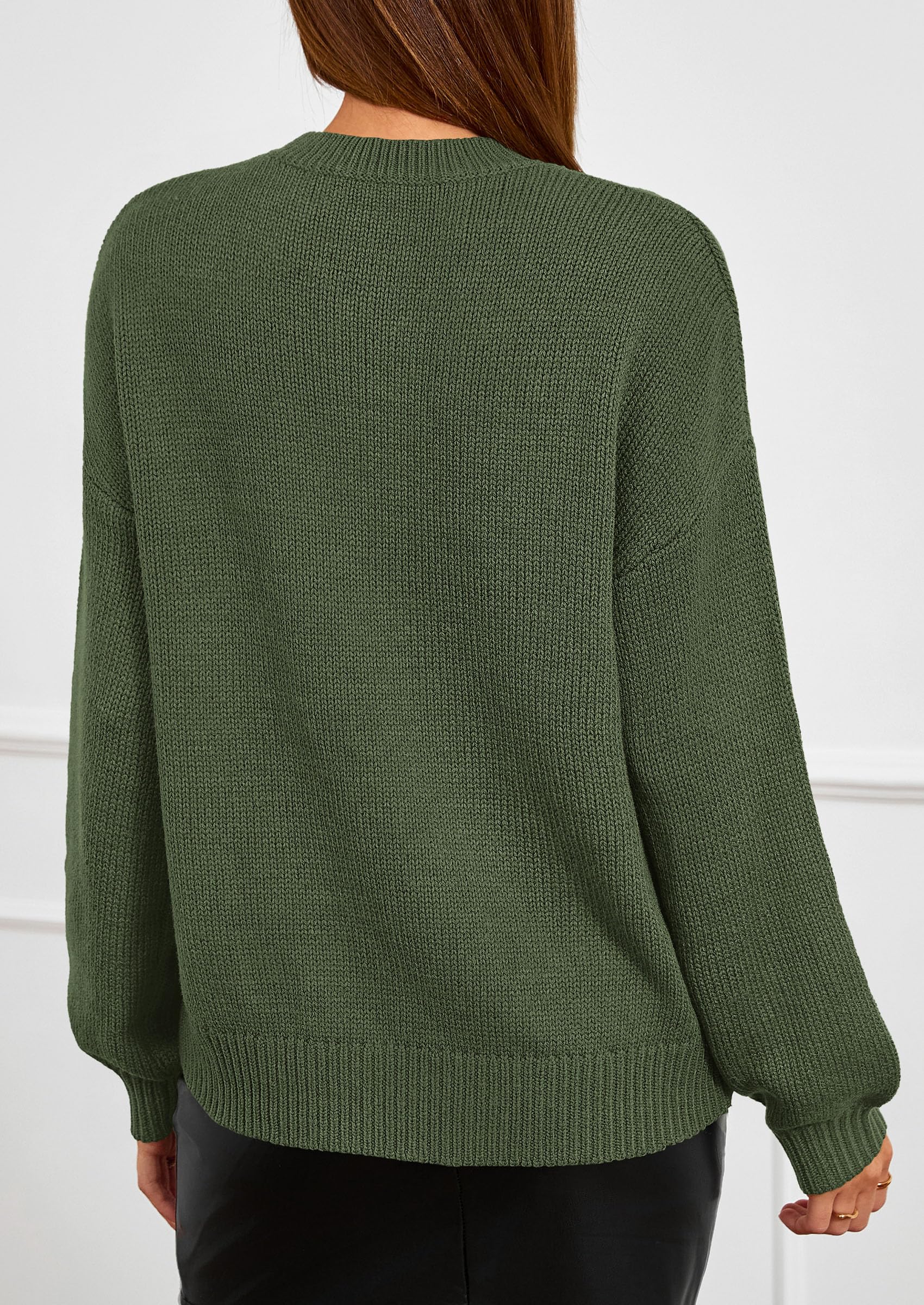 Women's Oversized 3D Floral Knit Sweater,Army Green,S