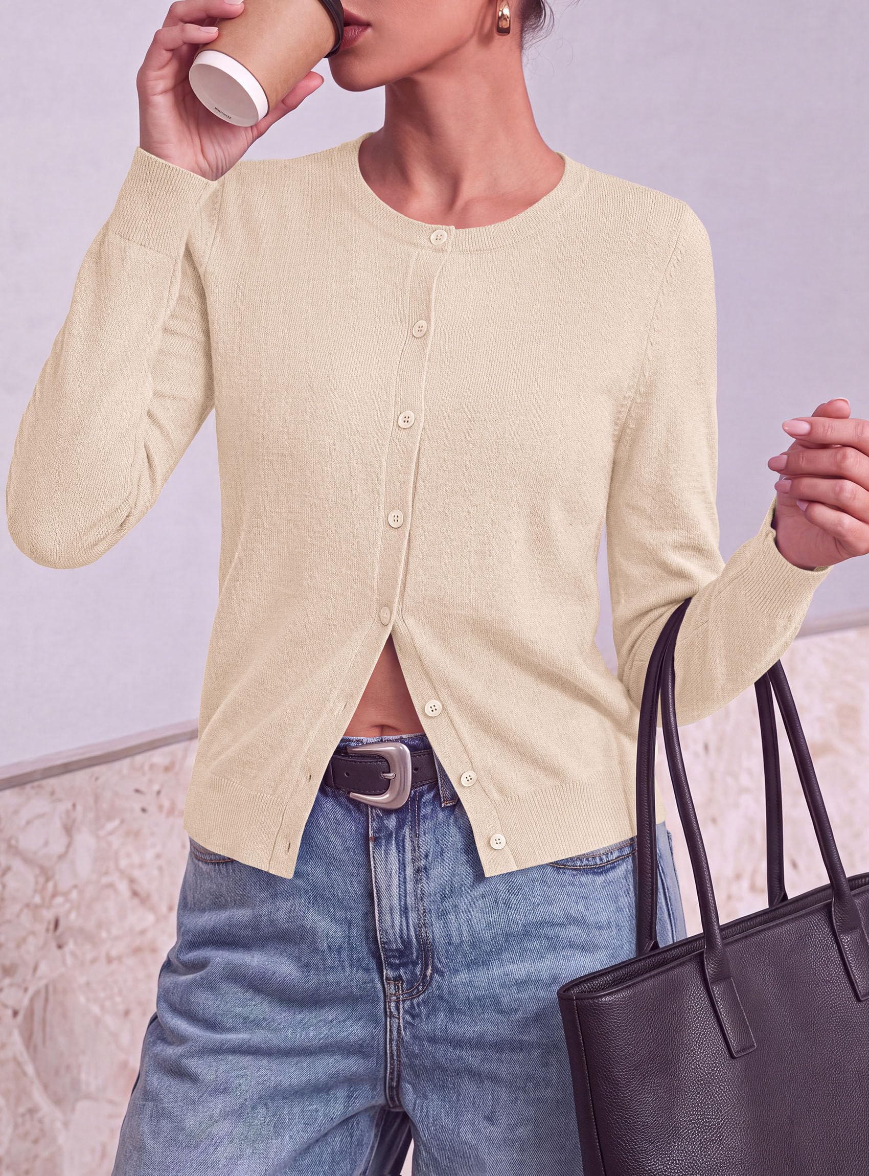 Lightweight Cardigans for Women Knit Button Up Fall Sweaters