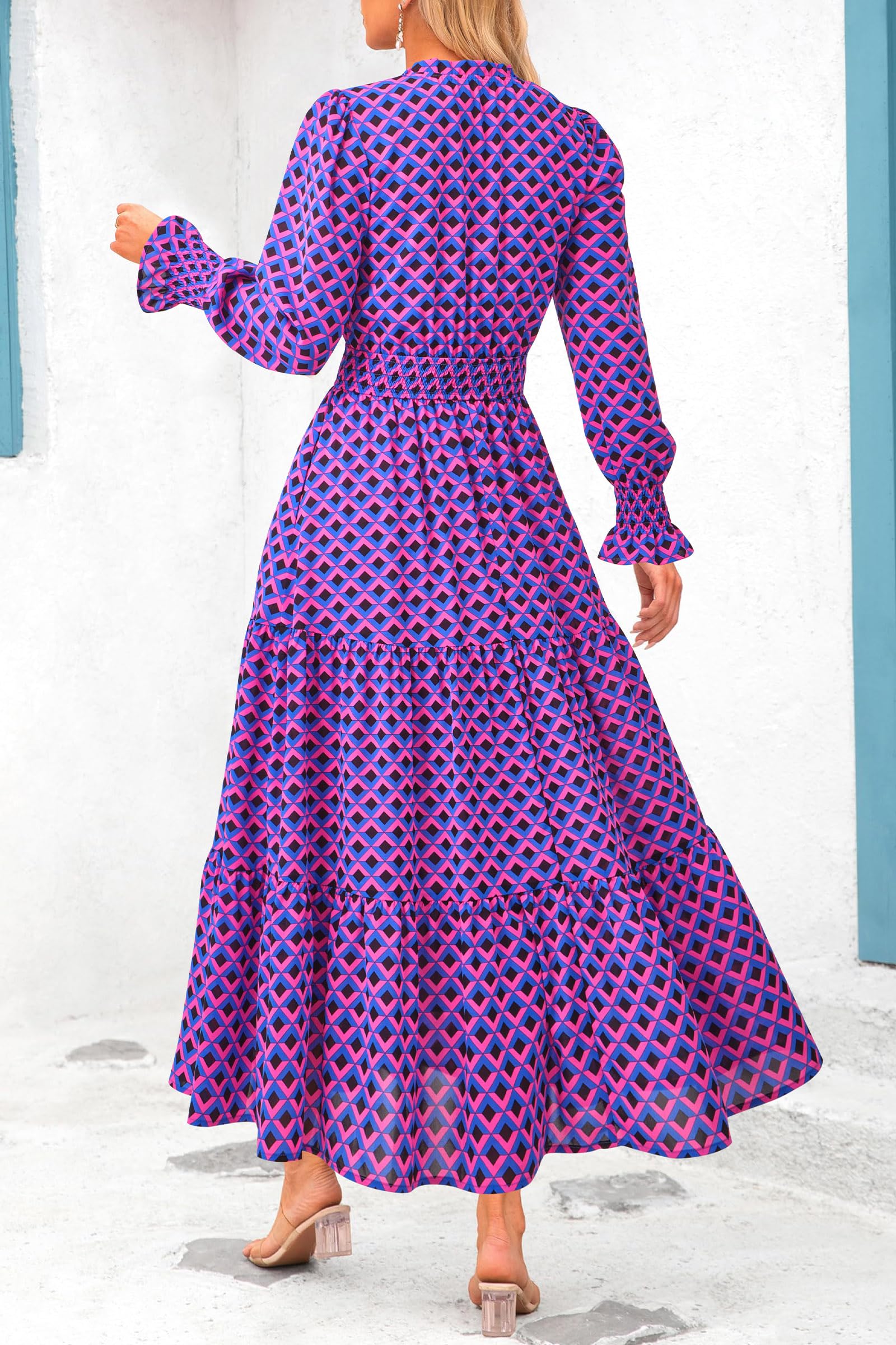 Women's Floral Maxi Dress Fall A Line Wedding Guest Dresses