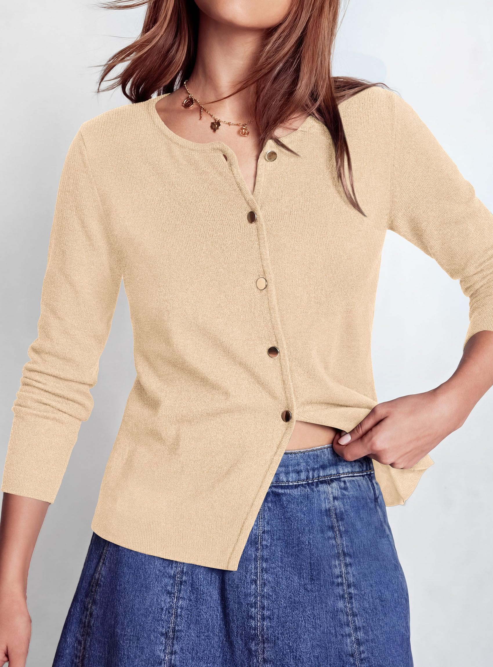Lightweight Cardigan Sweaters for Women Button Up Fall Outfits