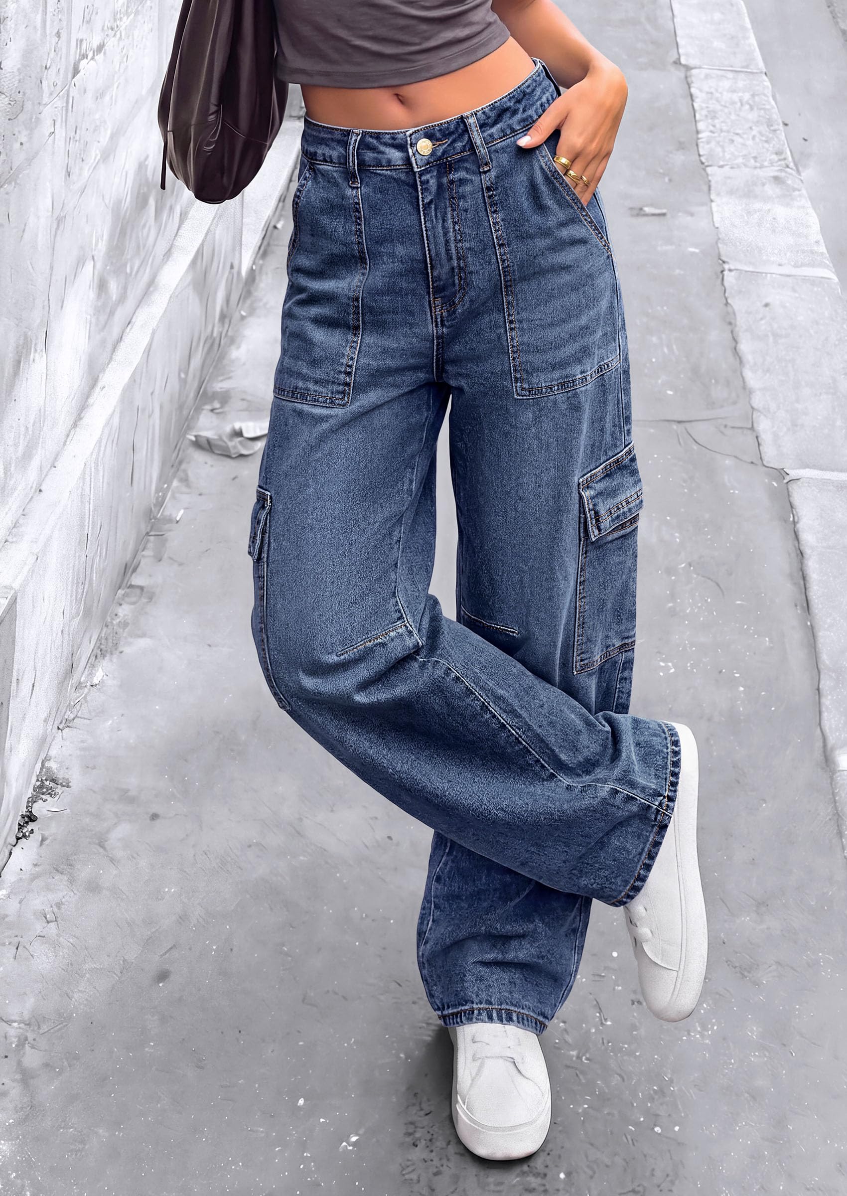 Barrel Pants Women Wide Leg Baggy Denim Jeans Ashleigh Blue,4
