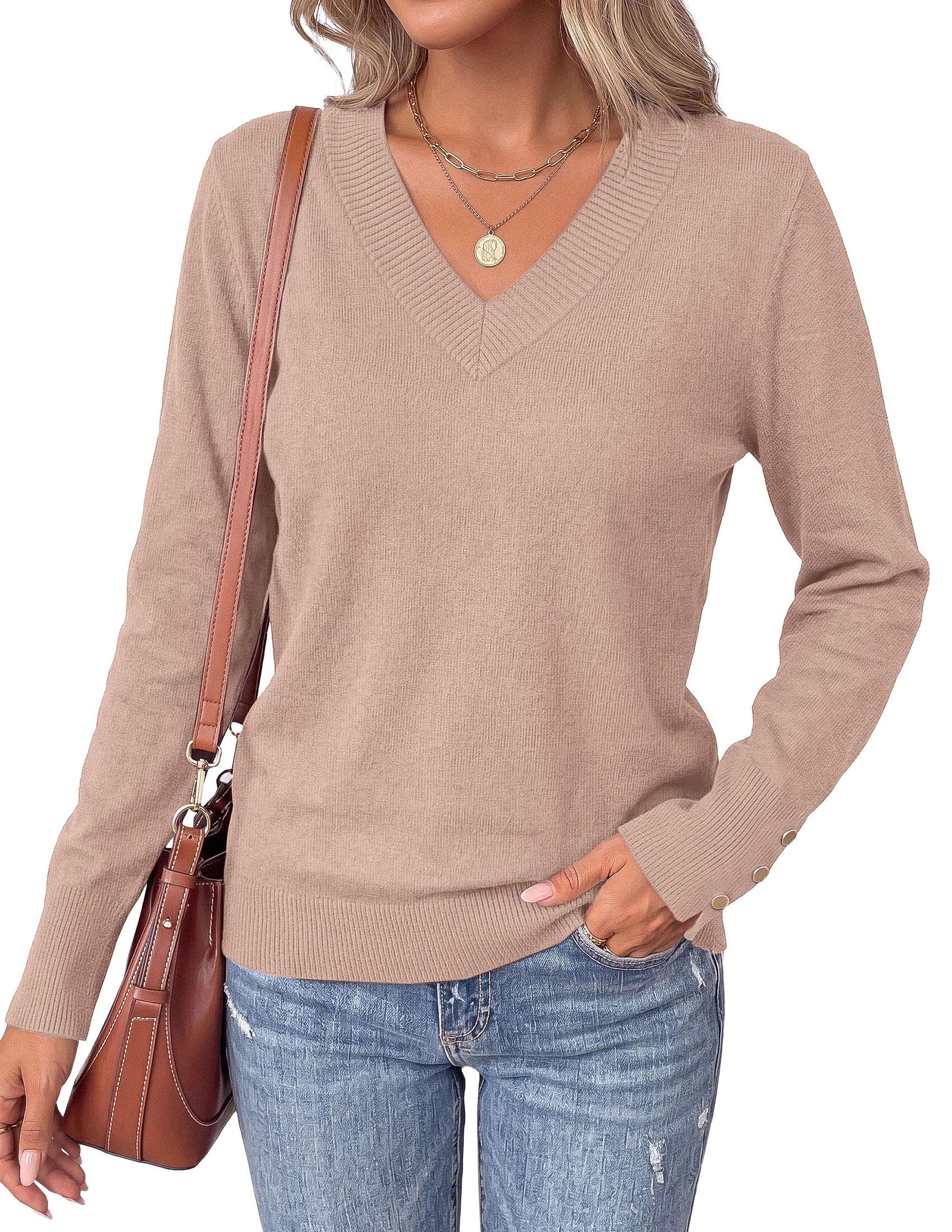 Fall Sweaters for Women V Neck Lightweight Pullover Top