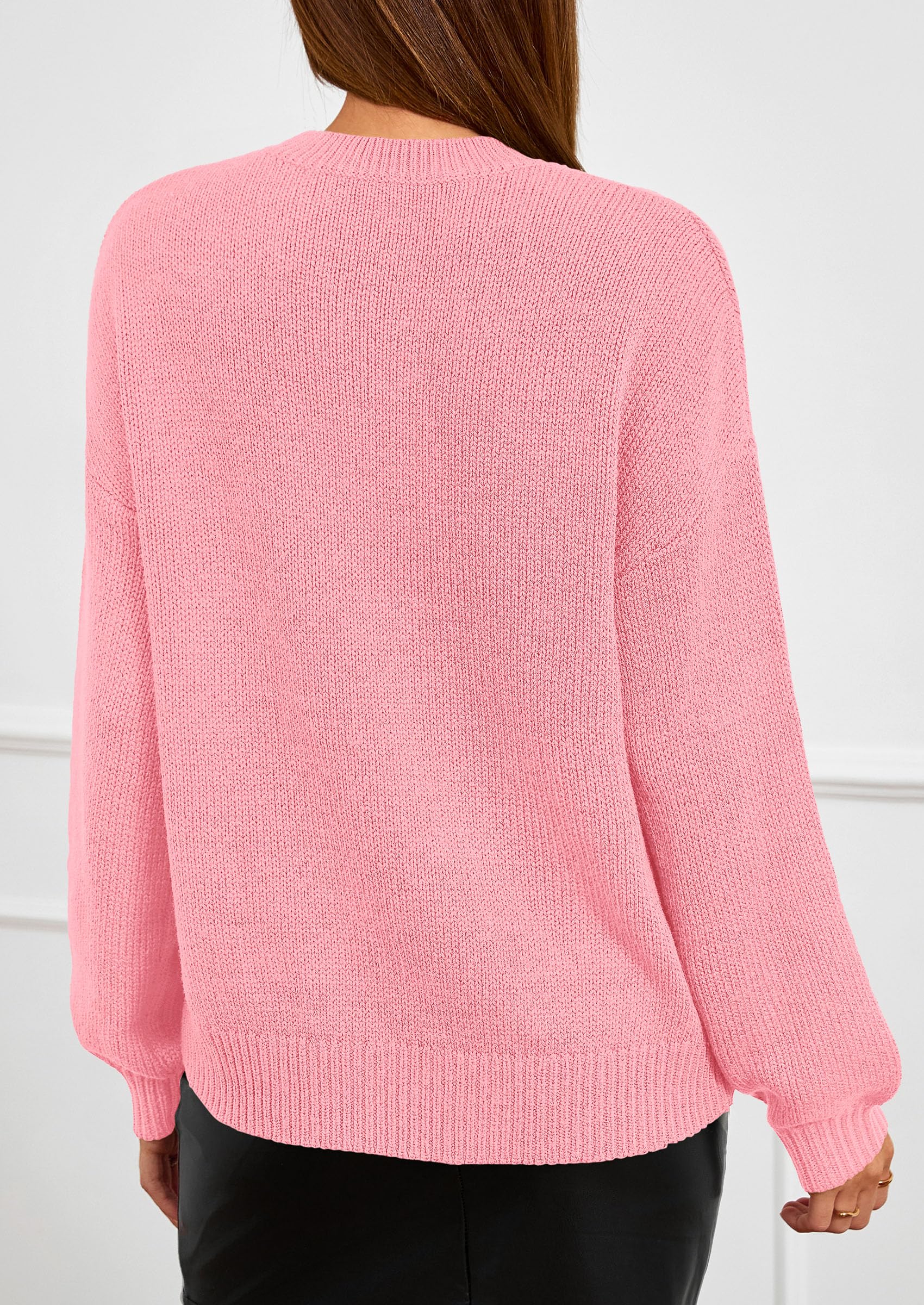 Women's Oversized 3D Floral Knit Sweater,Pink,S