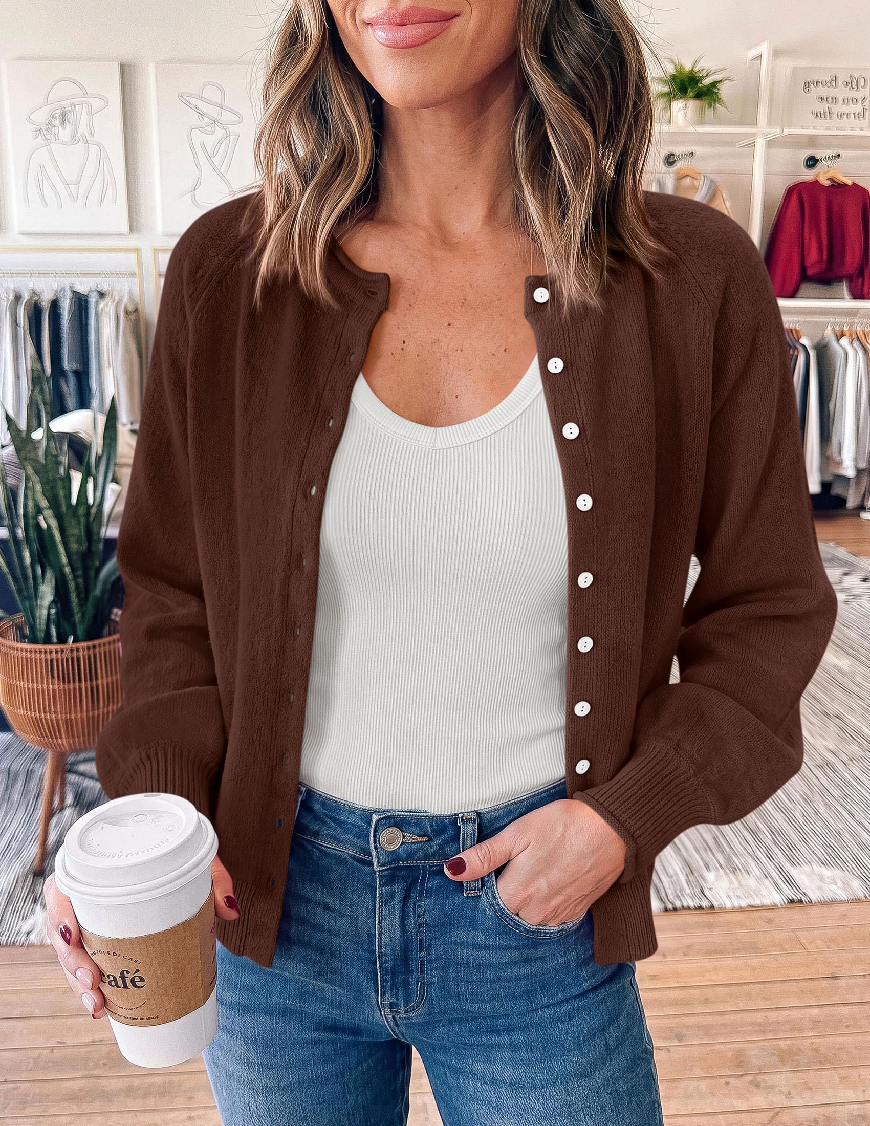 Women's Knit Button Up Cardigan Fall Lightweight Cozy Sweaters