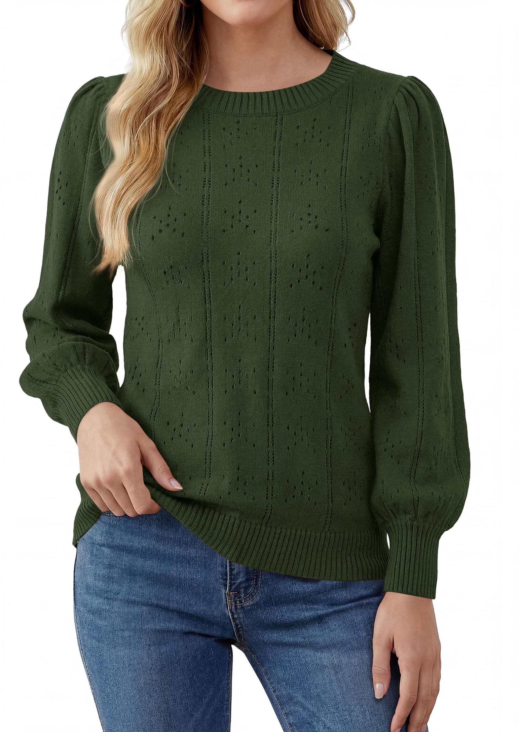 Women Fall Fashion Hollow Out Holiday Sweaters Army Green,S