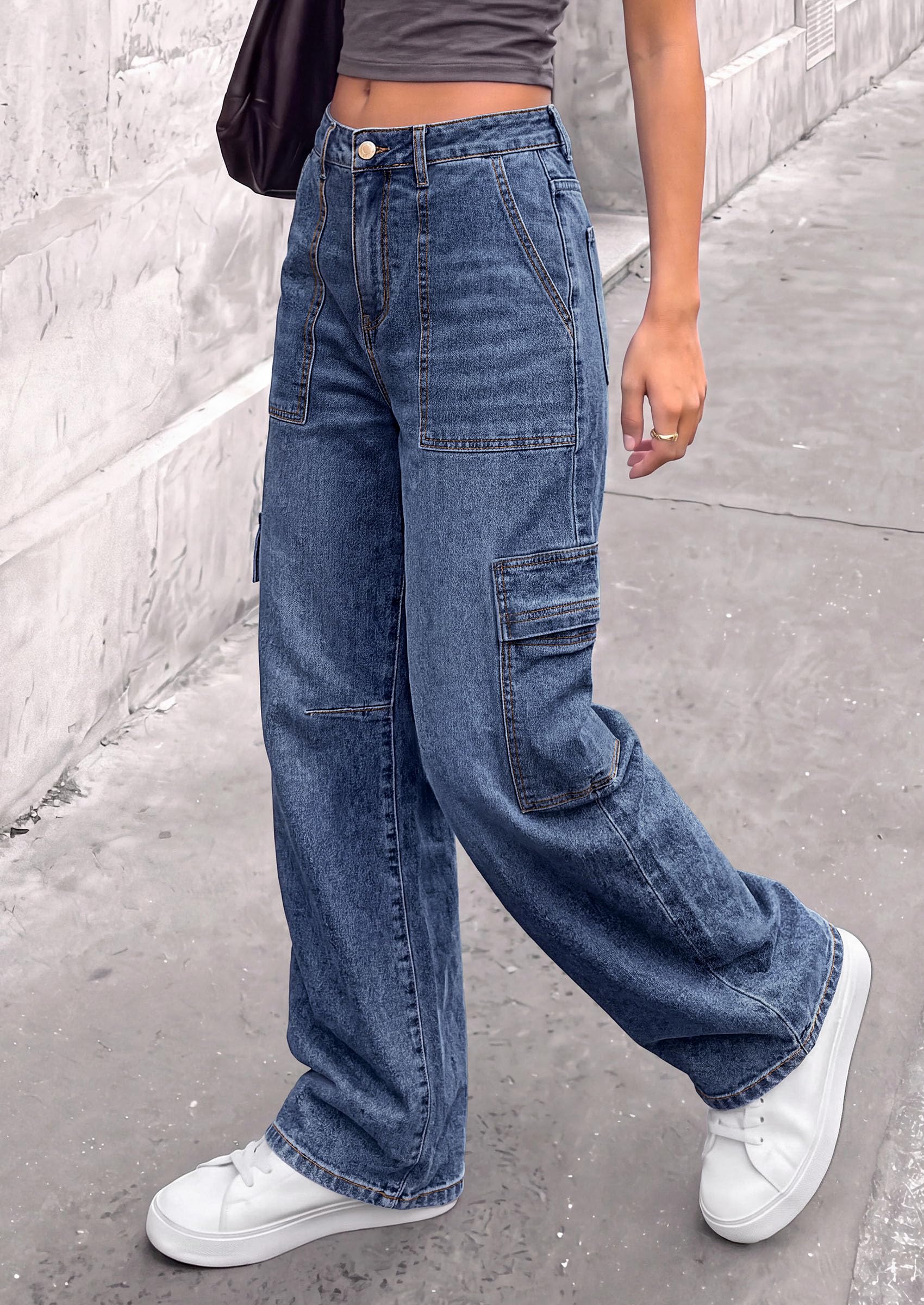 Barrel Pants Women Wide Leg Baggy Denim Jeans Ashleigh Blue,4