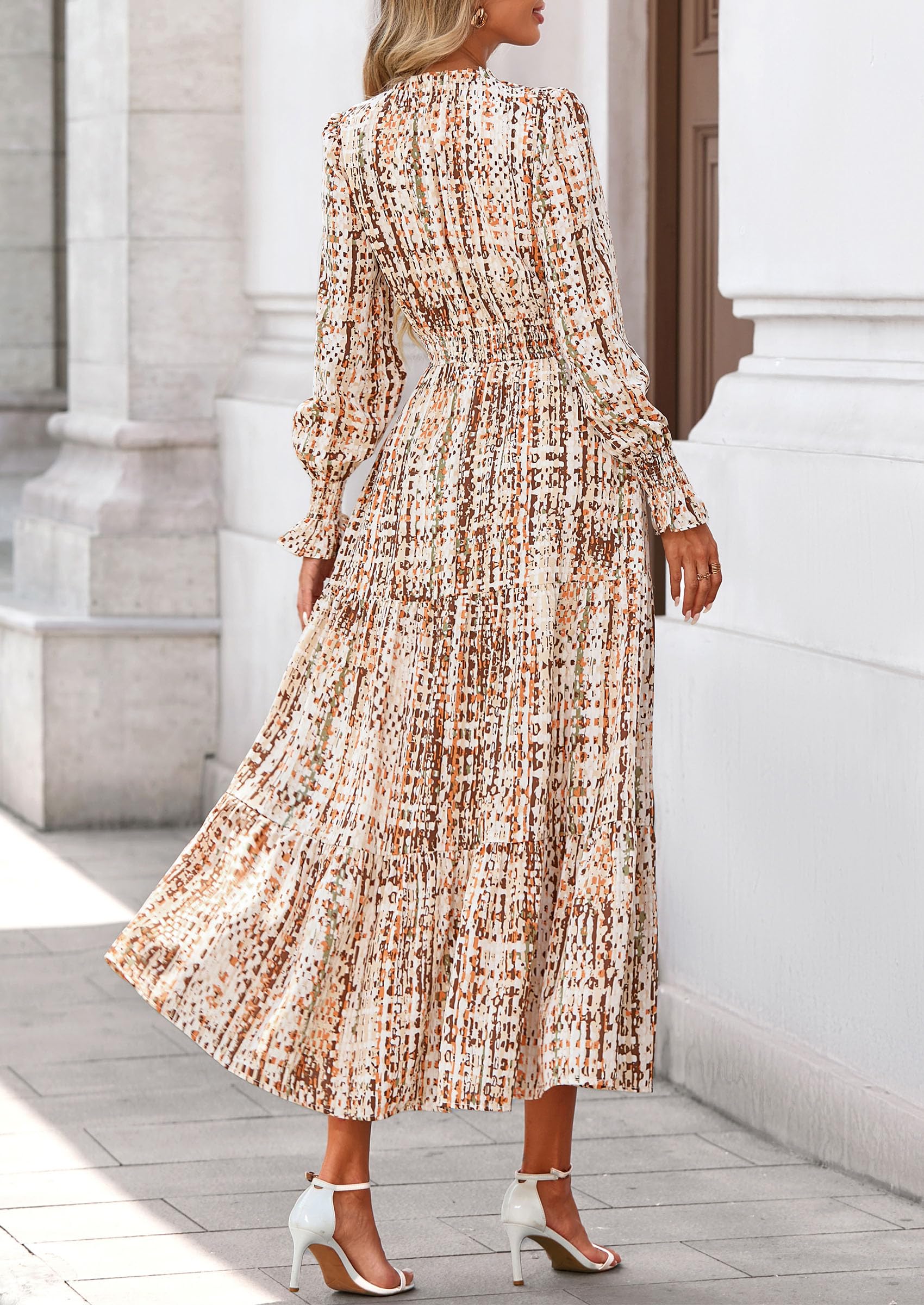 Women's Floral Maxi Dress Fall A Line Wedding Guest Dresses