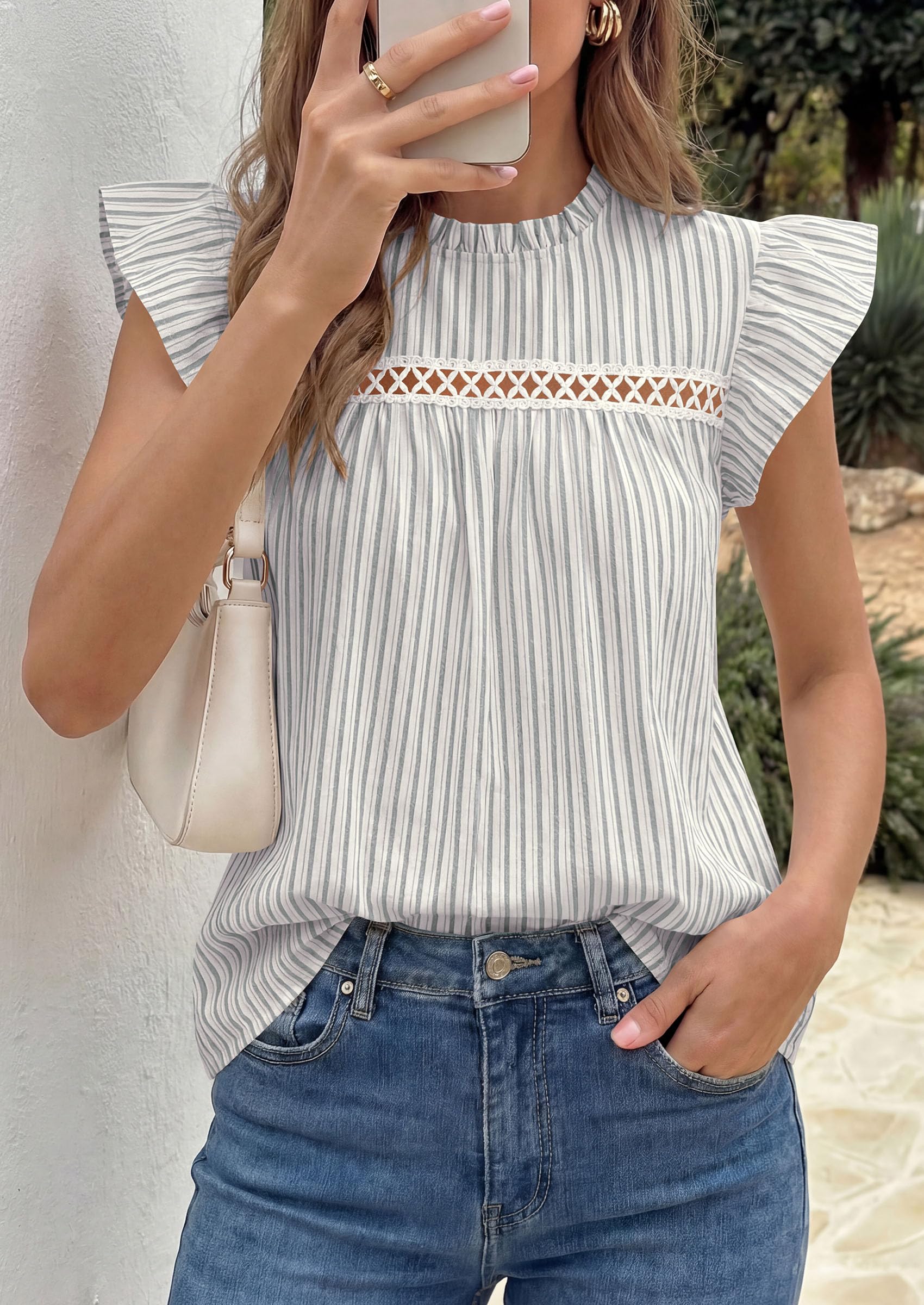 Striped Shirt Women Summer Dressy Business Casual Work Tops