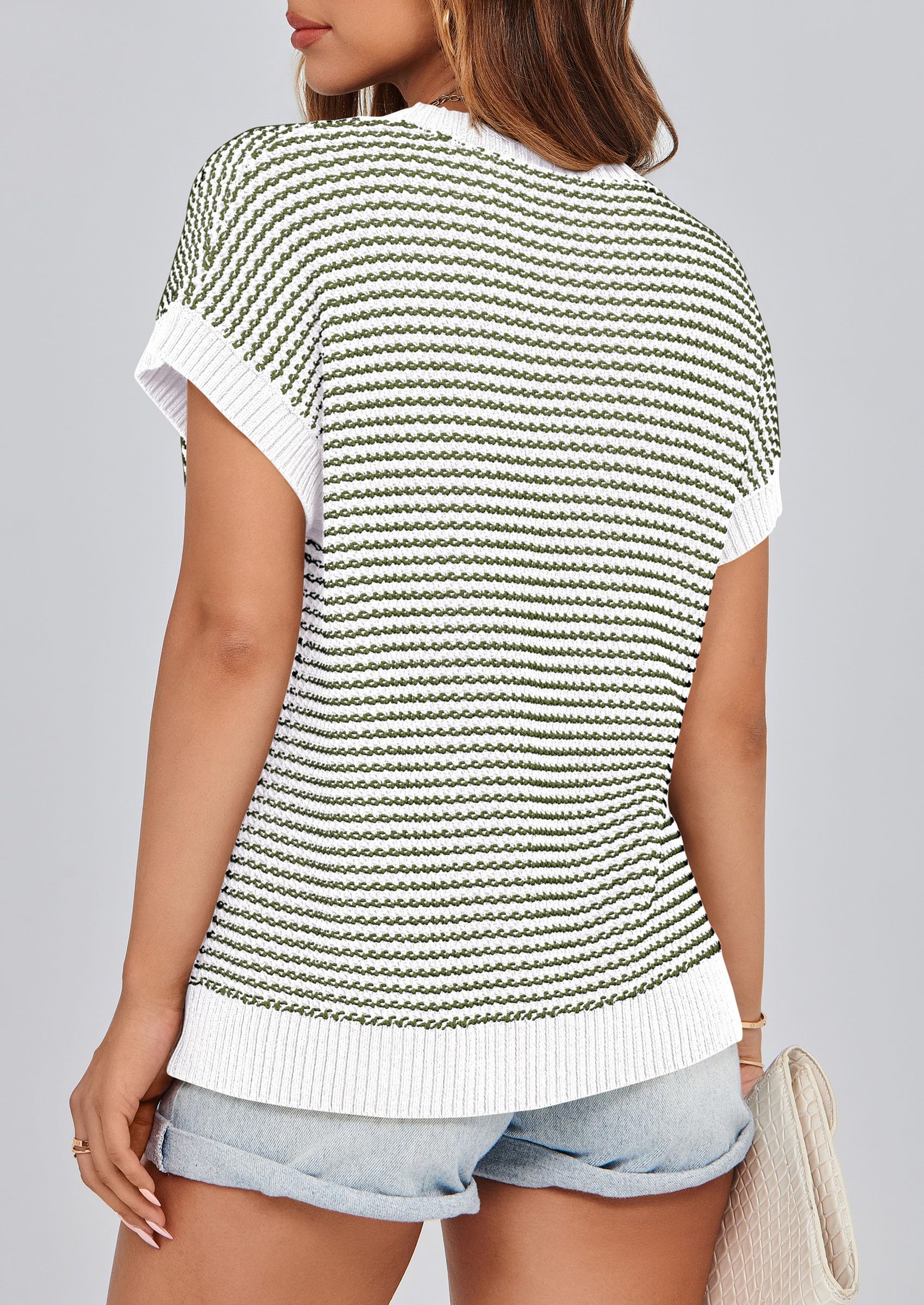 Women's Striped Short Sleeve Sweater Vest