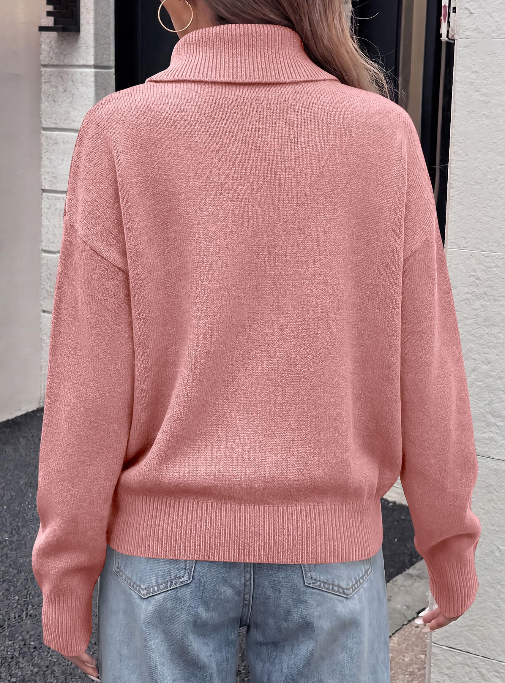 Womens Turtleneck Sweater Pullover Side Button Fall Clothes