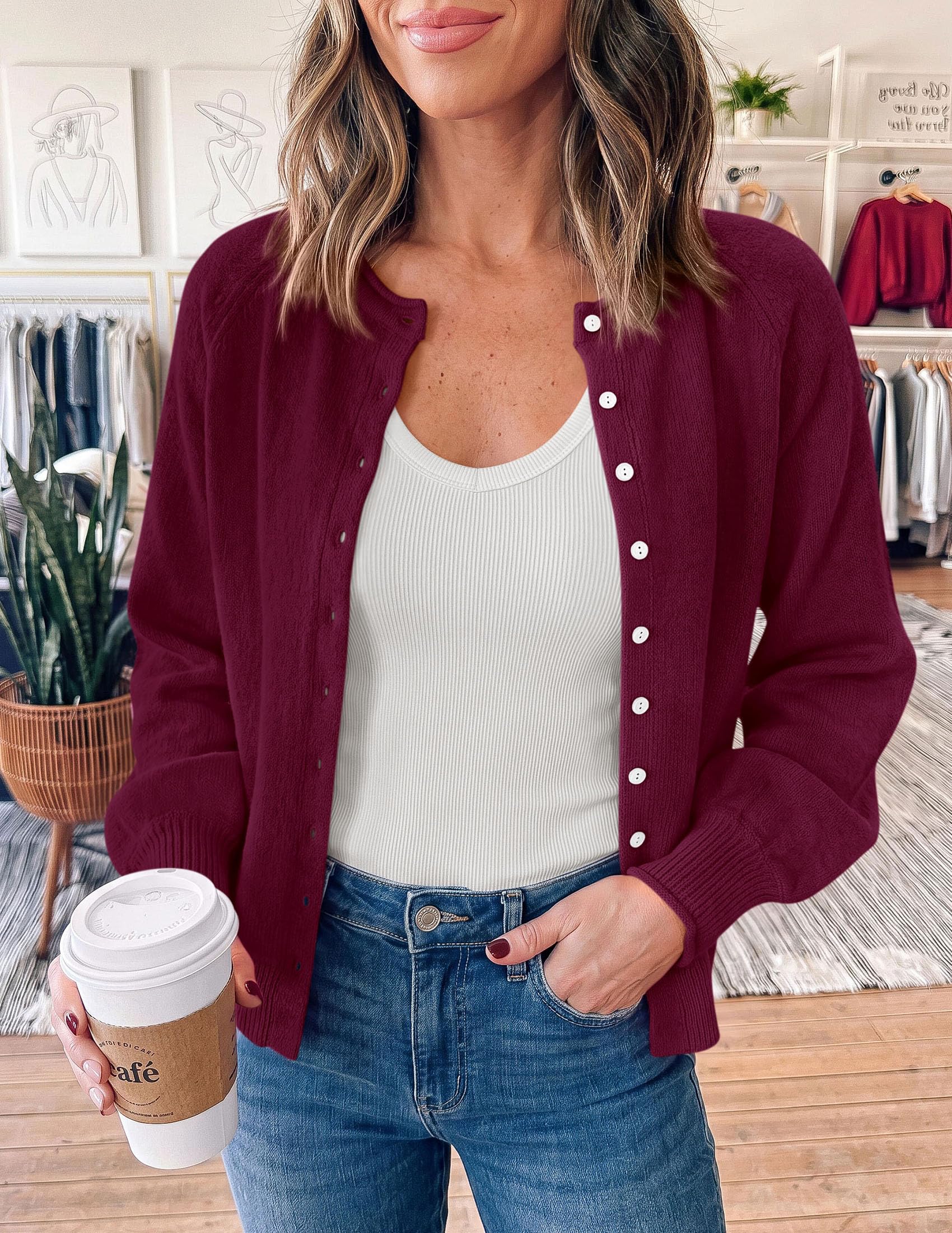 Women's Knit Button Up Cardigan Fall Lightweight Cozy Sweaters