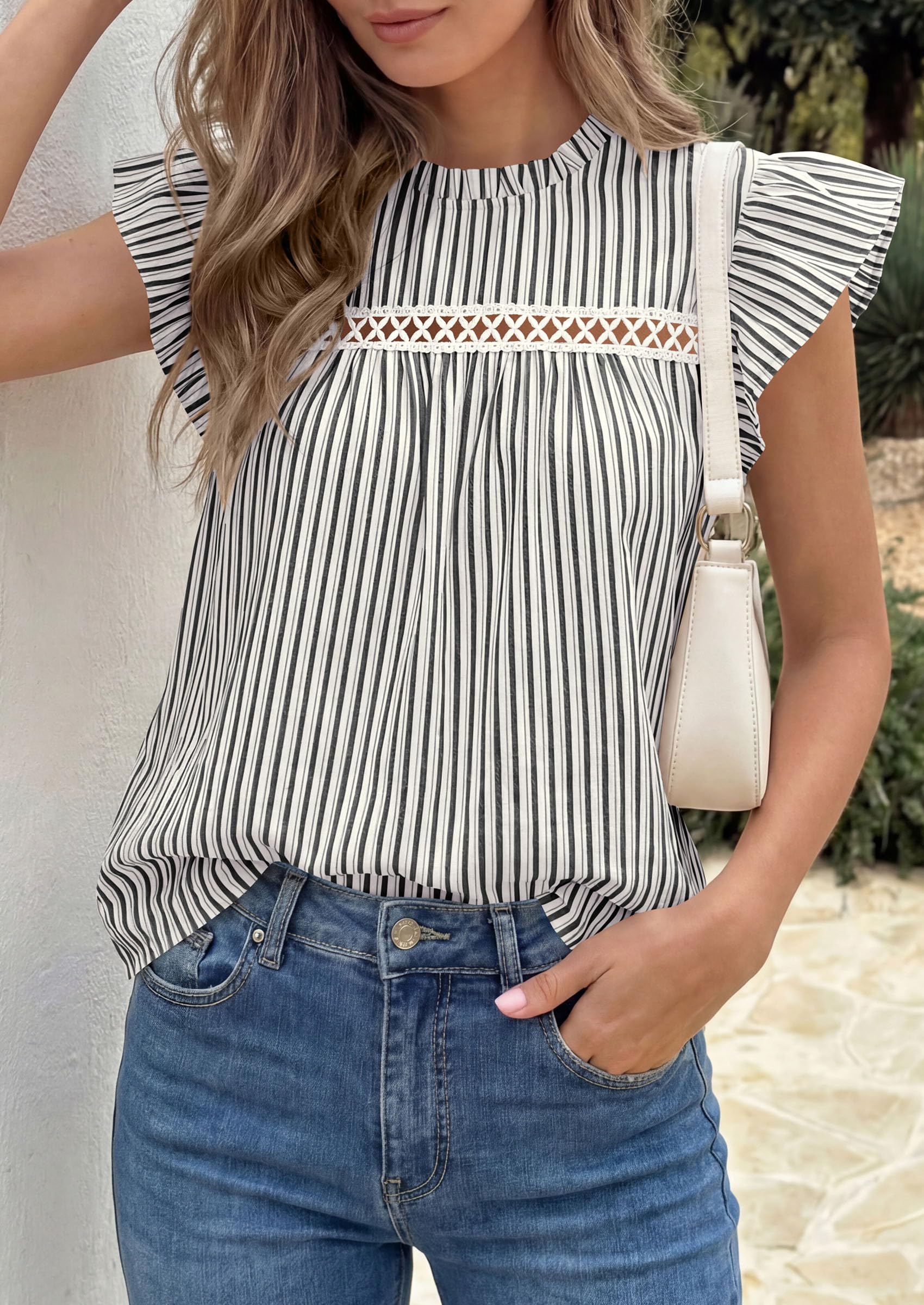 Striped Shirt Women Summer Dressy Business Casual Work Tops
