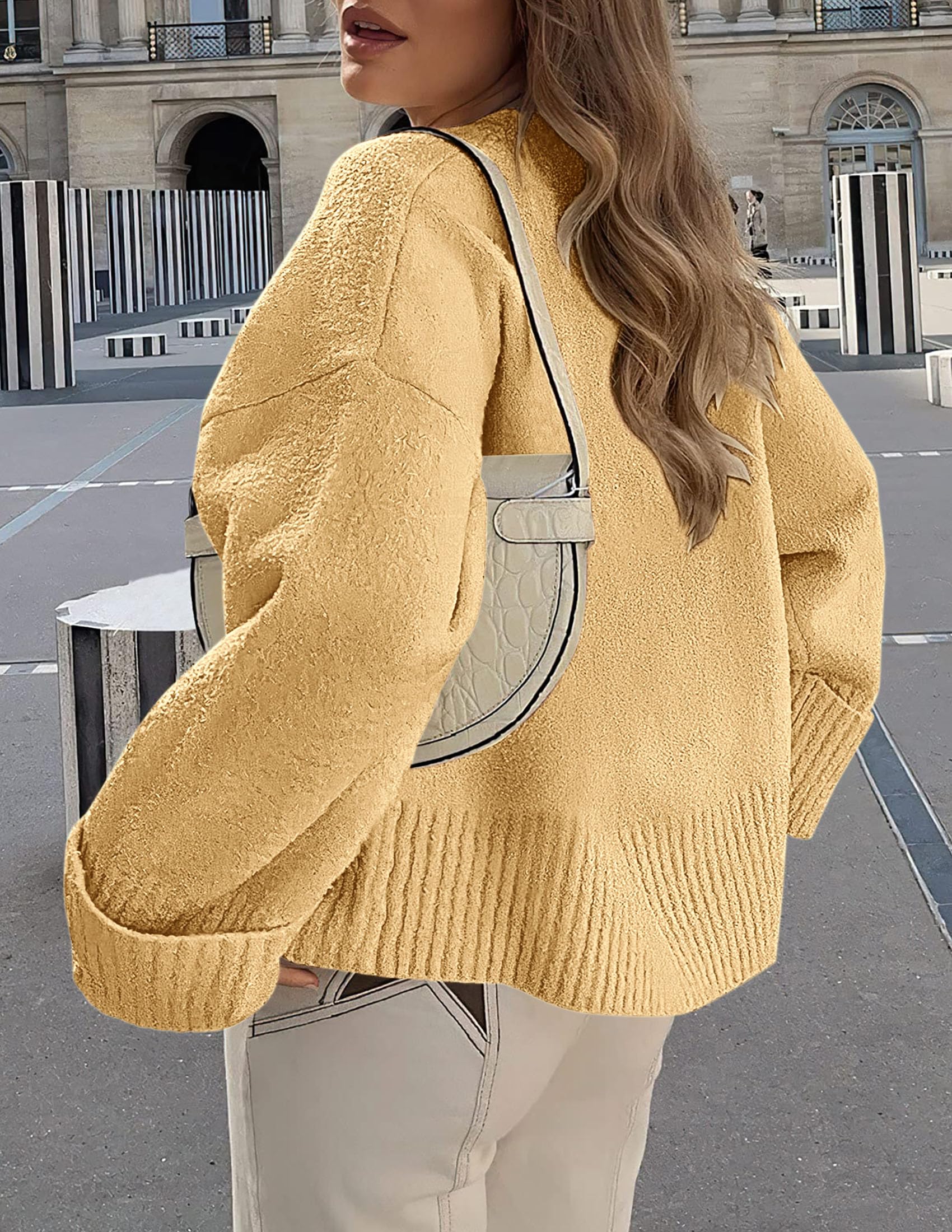 Women's Fall Fashion Cozy Oversized Sweaters(Yellow,XS)