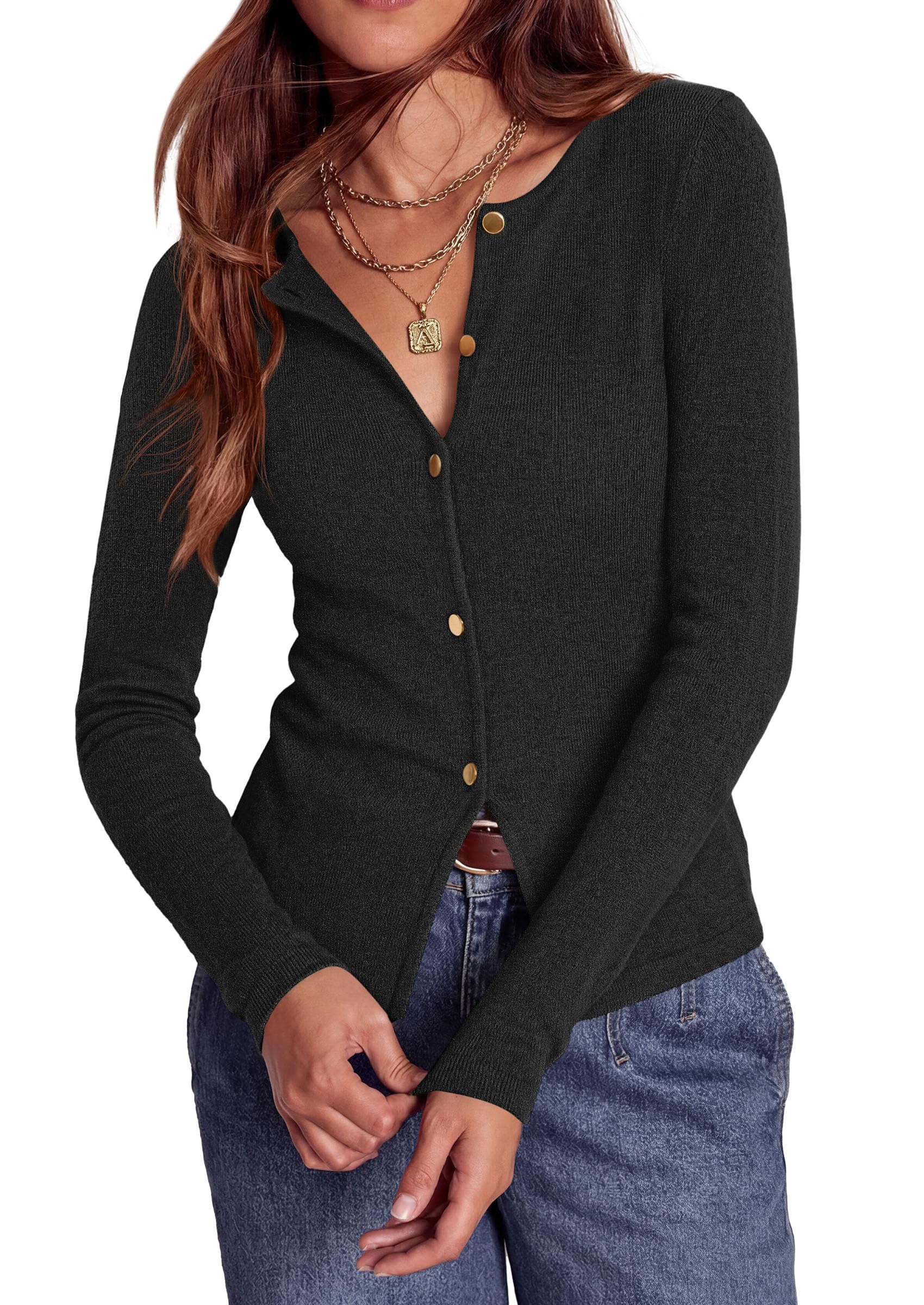 Lightweight Cardigan Sweaters for Women Button Up Fall Outfits