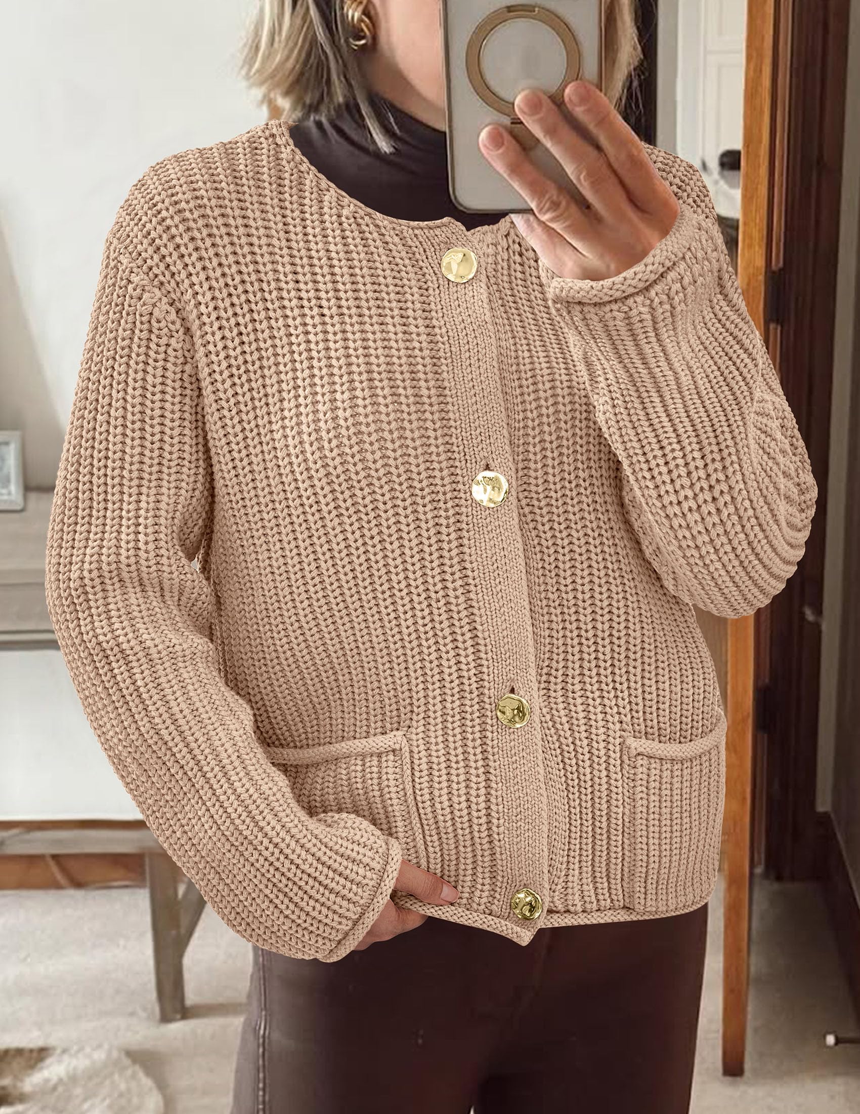 Women Oversized Cardigan Sweaters 2026 Fall Outfits,Khaki