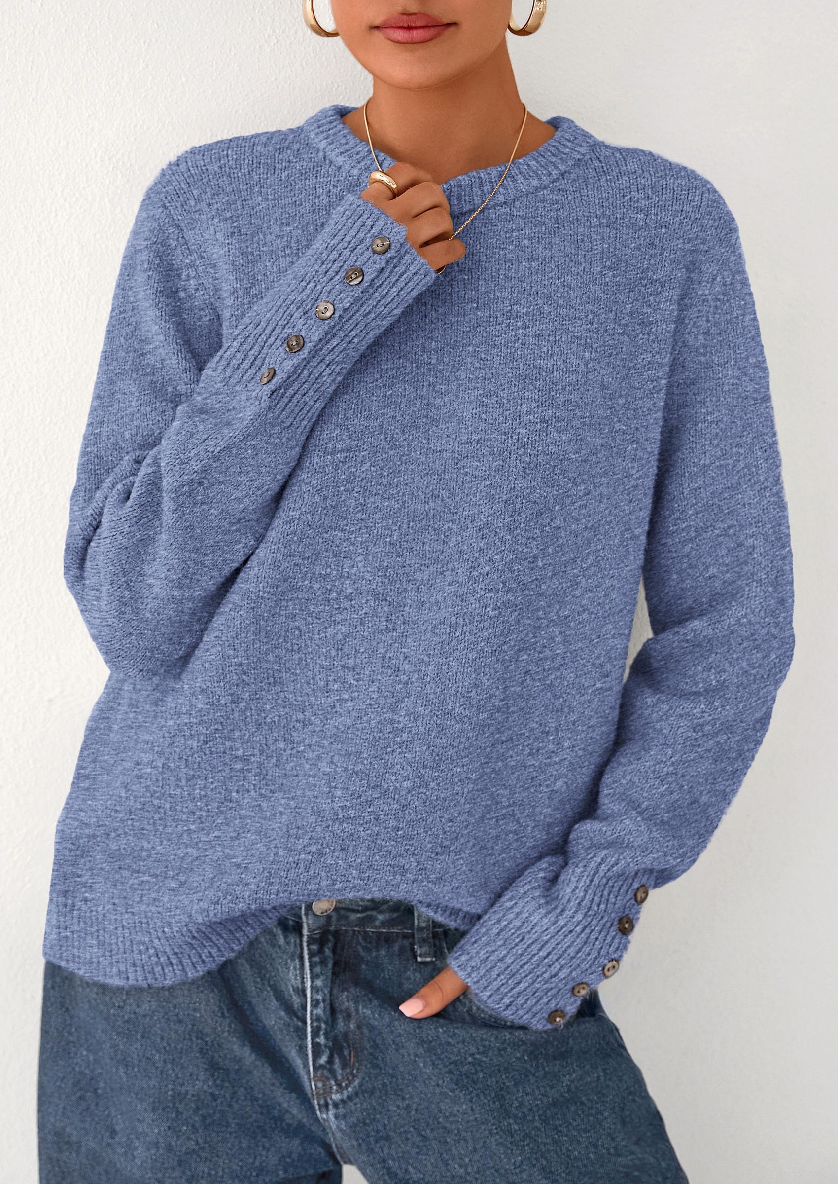 Fall Sweaters for Women Cozy Casual Pullover Ribbed Knit Tops