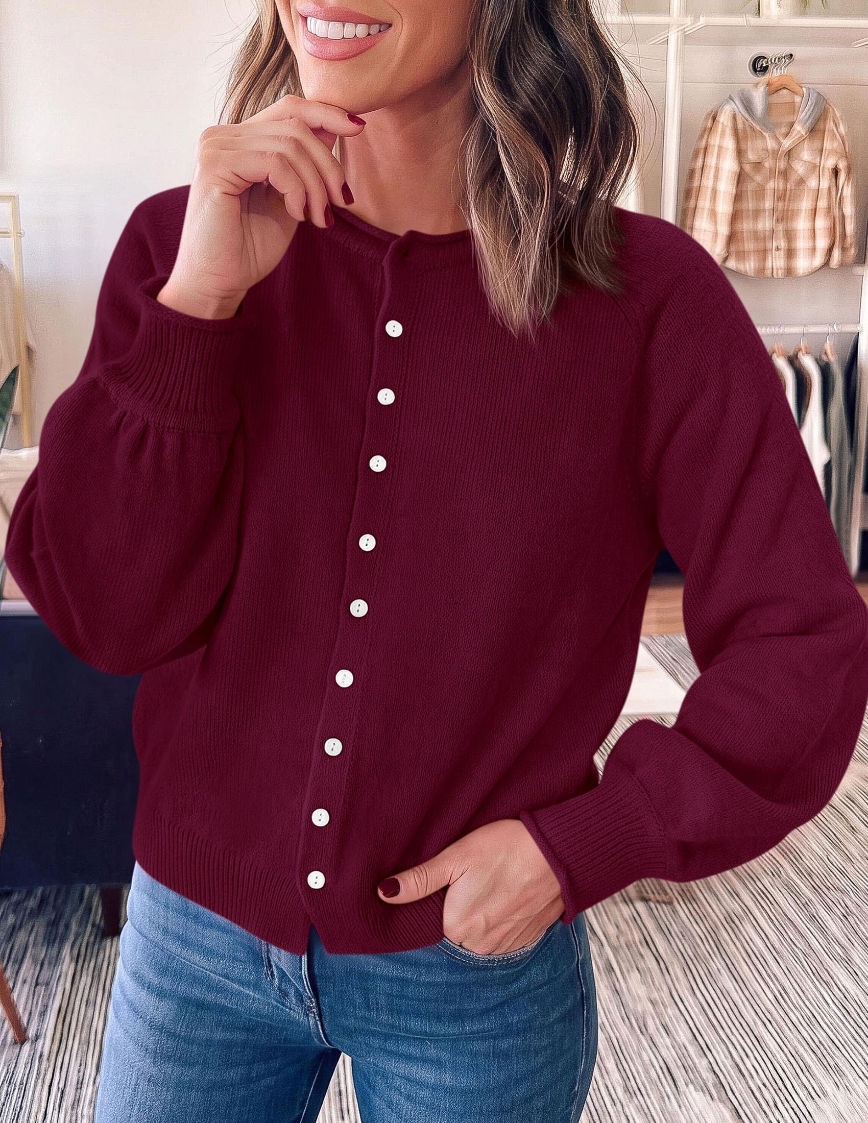 Women's Knit Button Up Cardigan Fall Lightweight Cozy Sweaters