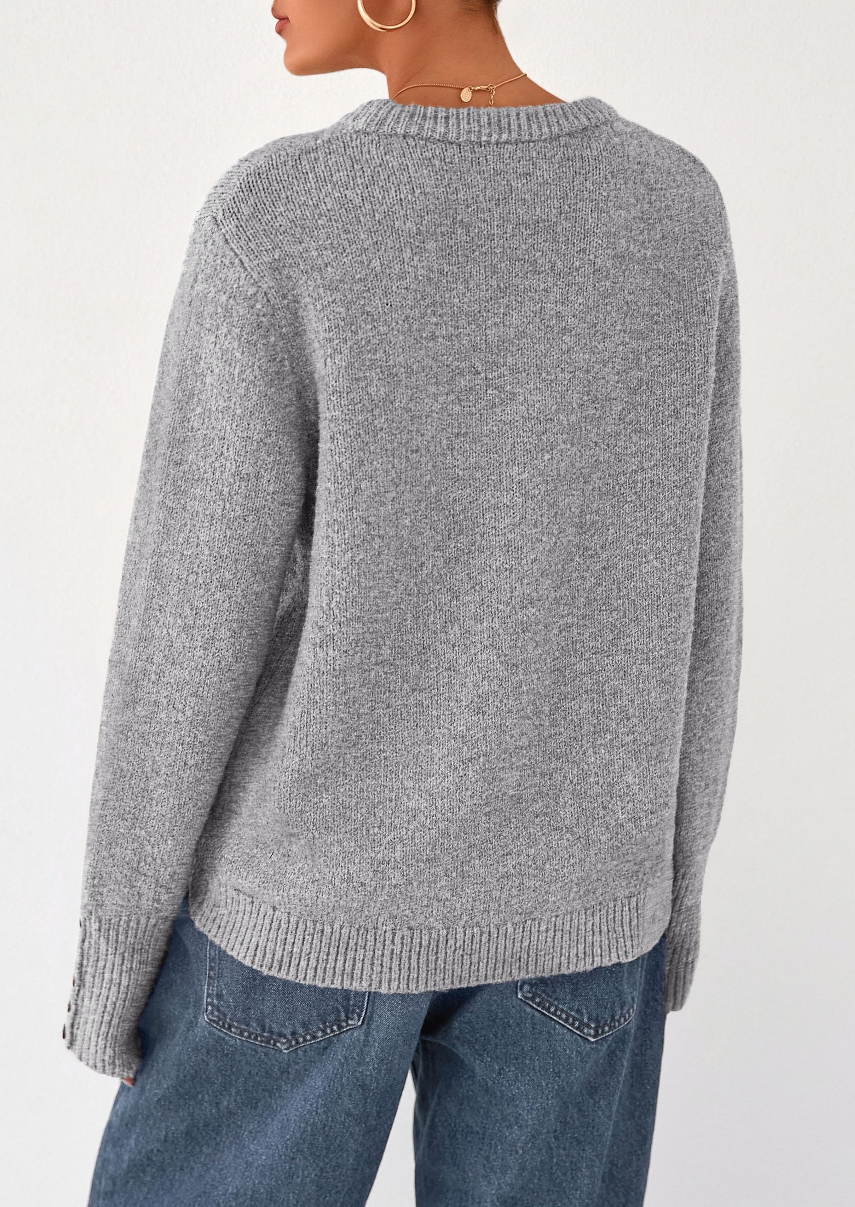 Fall Sweaters for Women Cozy Casual Pullover Ribbed Knit Tops