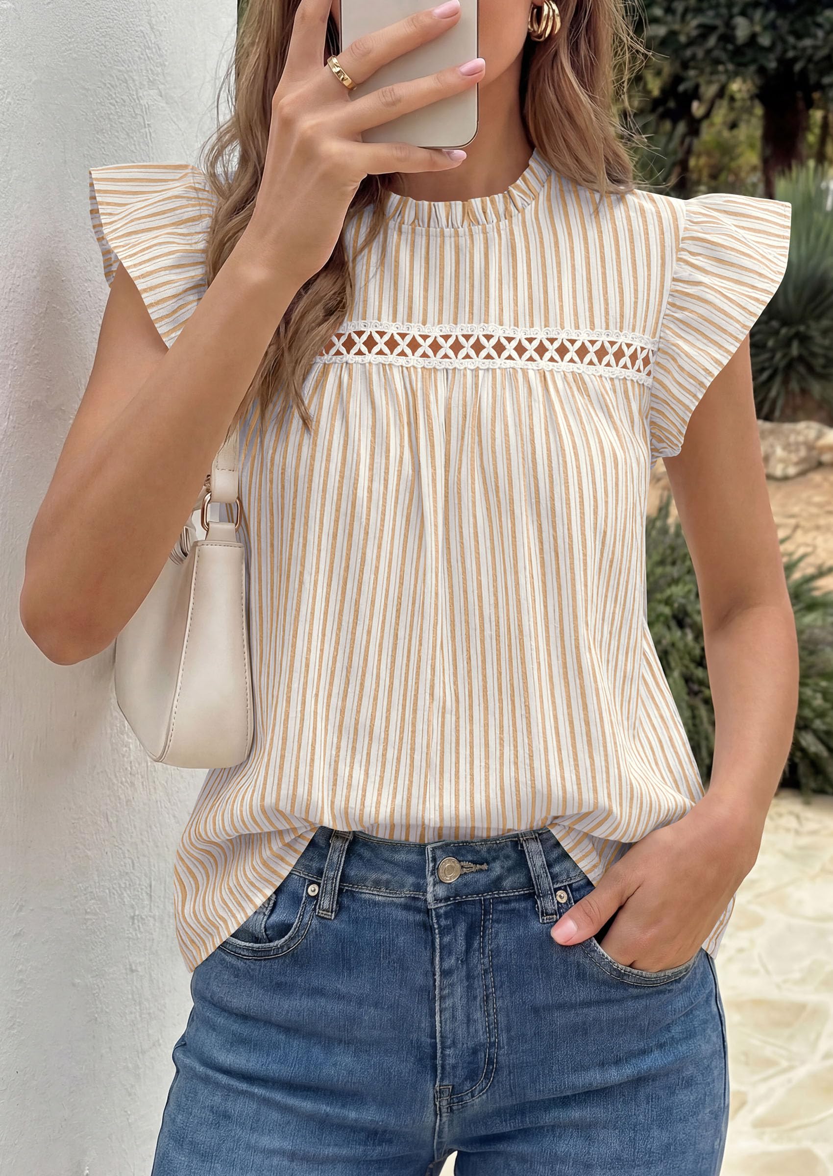 Striped Shirt Women Summer Dressy Business Casual Work Tops