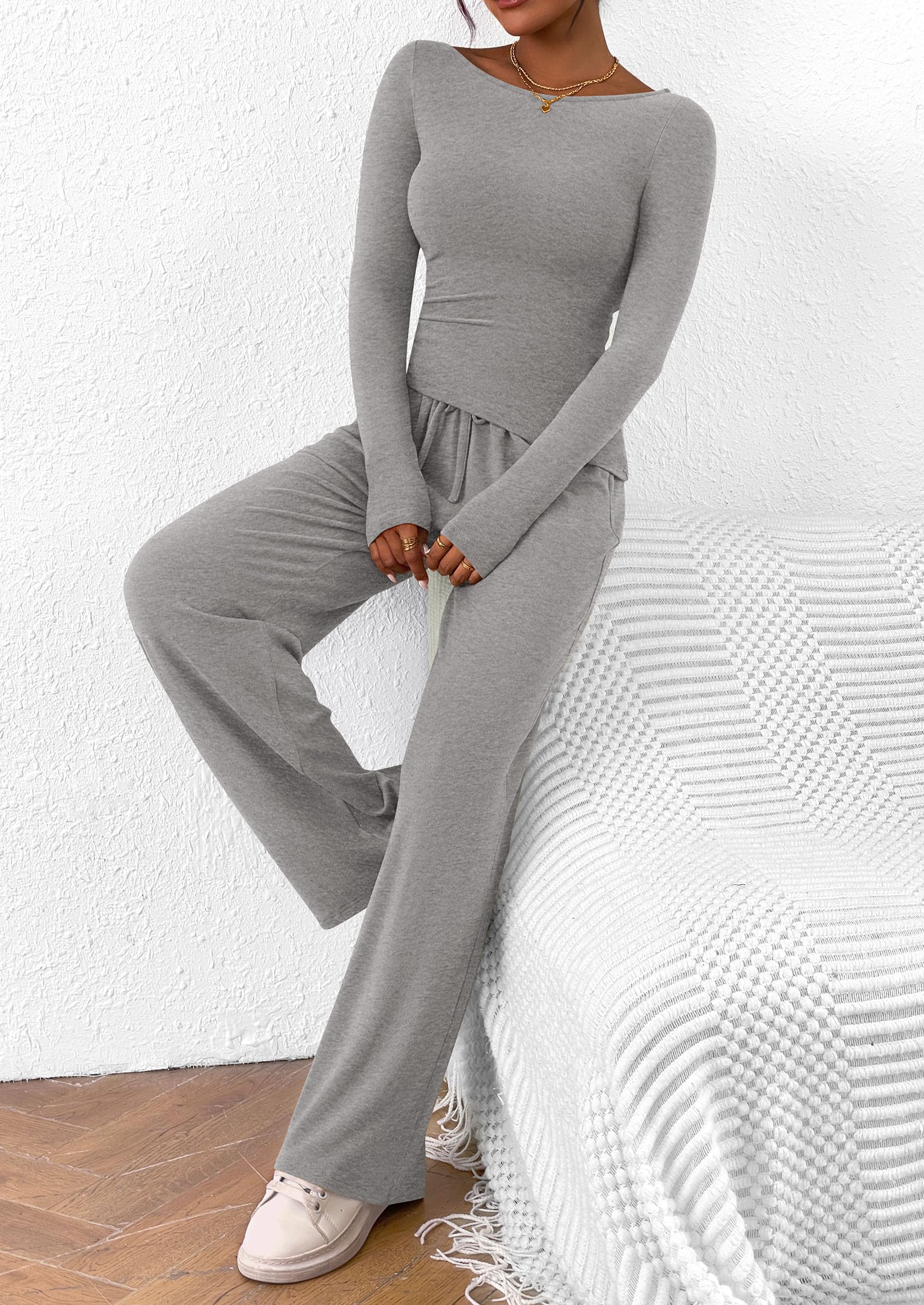 Women's 2 Piece Lounge Sets Airport Outfits(Grey,XS)