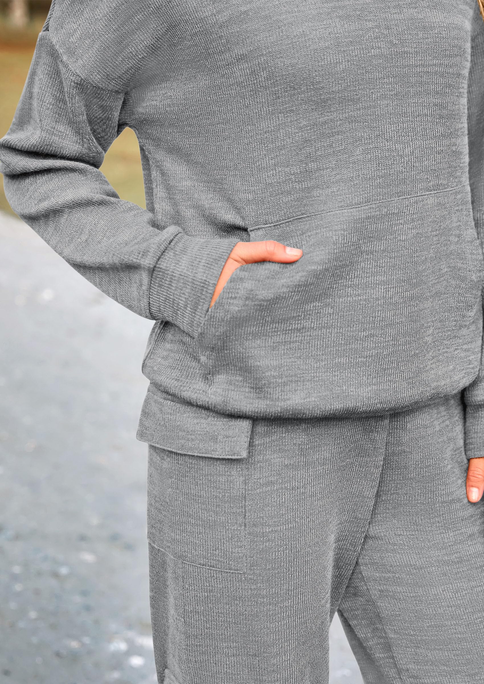 2 Piece Sets For Women Fall 2025 Sweatsuits Outfits Lounge Matching Hoodie Set Travel Track Suits Winter Clothes (Grey,Medium)