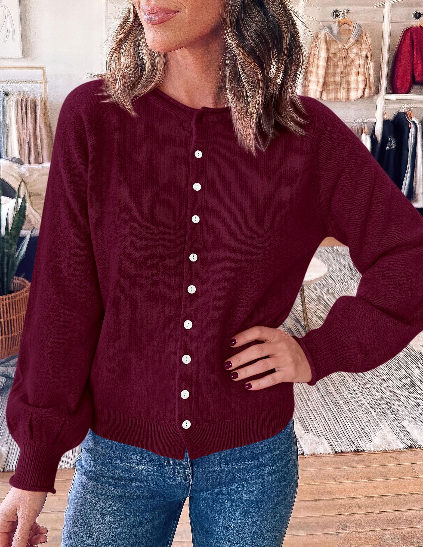 Women's Knit Button Up Cardigan Fall Lightweight Cozy Sweaters