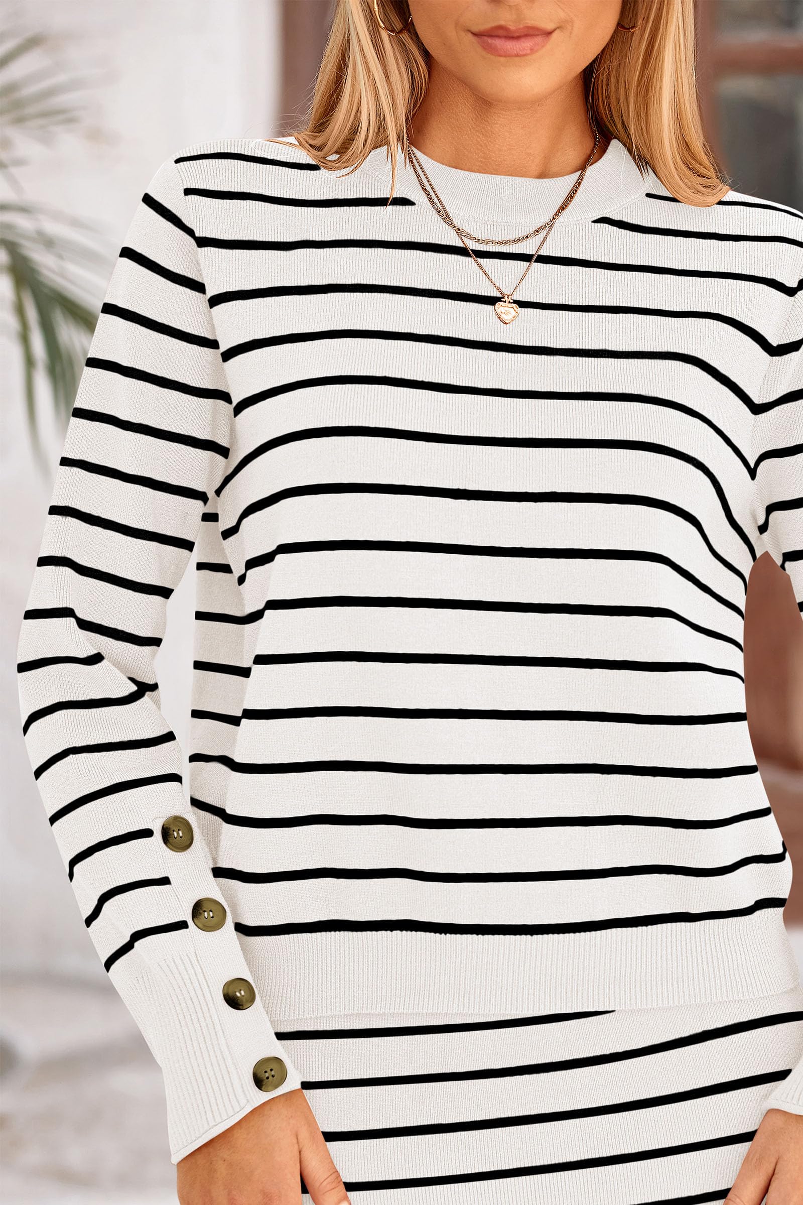 Women's 2 Piece Striped Sweater Skirt Set Fall Matching Sets