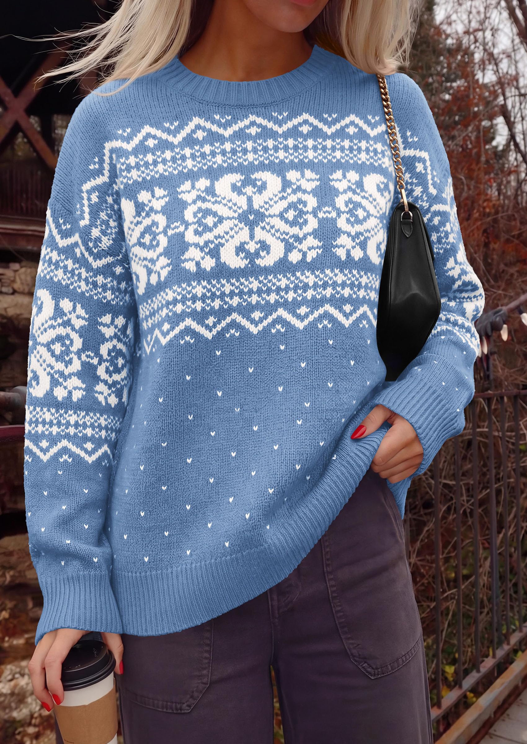Sweaters for Women Fair Isle Oversized Pullover Fall Outfits
