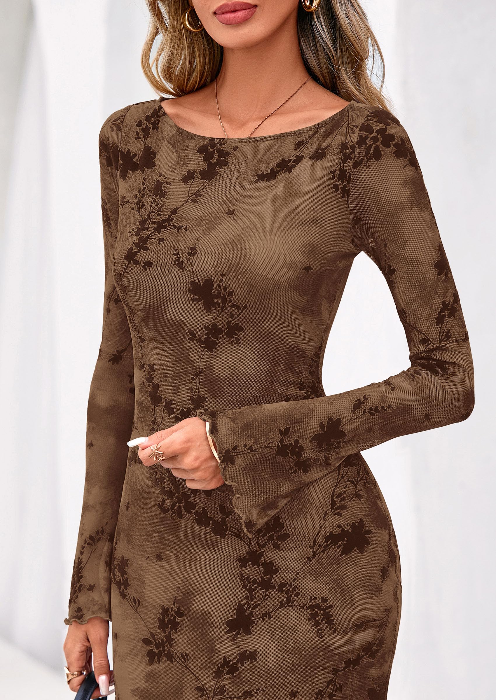 Women's Floral Bodycon Maxi Dress Wedding Guest Dresses