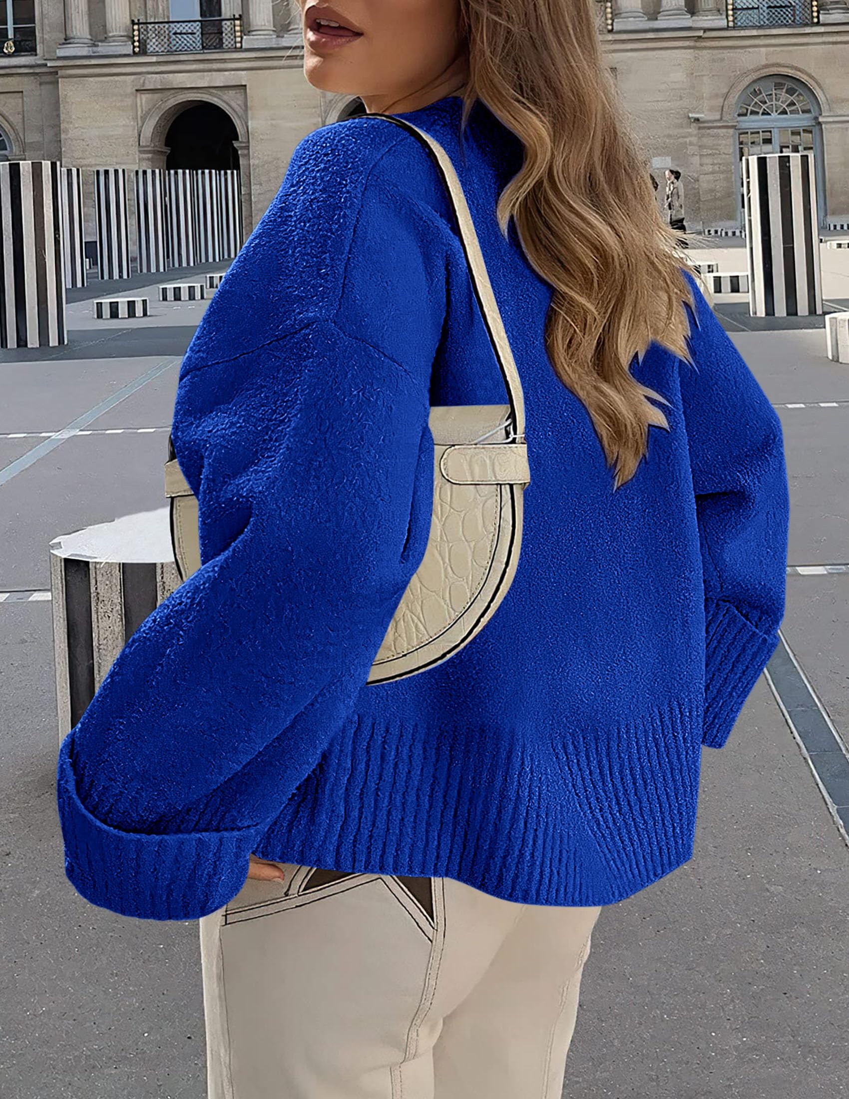 Women's Fall Fashion Cozy Oversized Sweaters(Blue,XS)