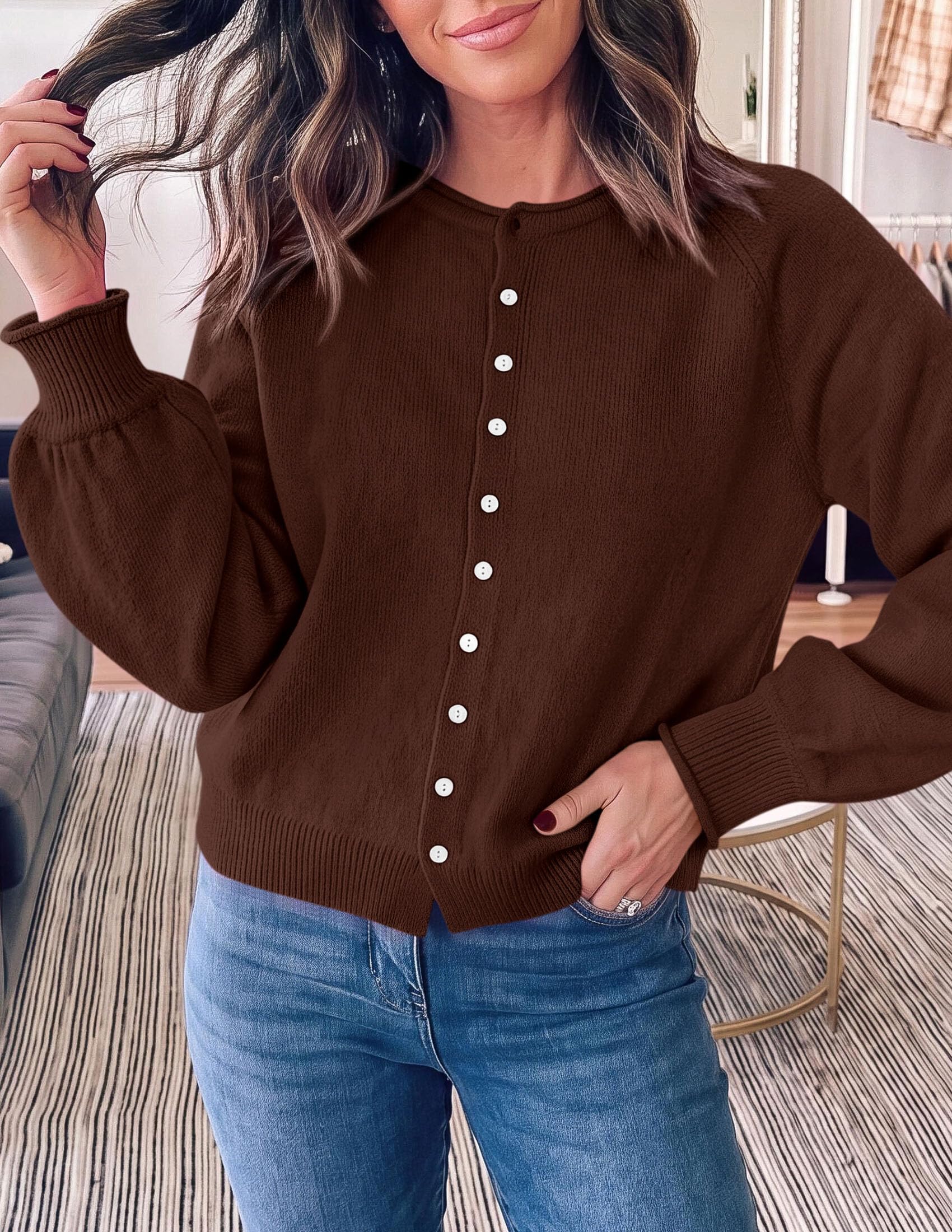 Women's Knit Button Up Cardigan Fall Lightweight Cozy Sweaters