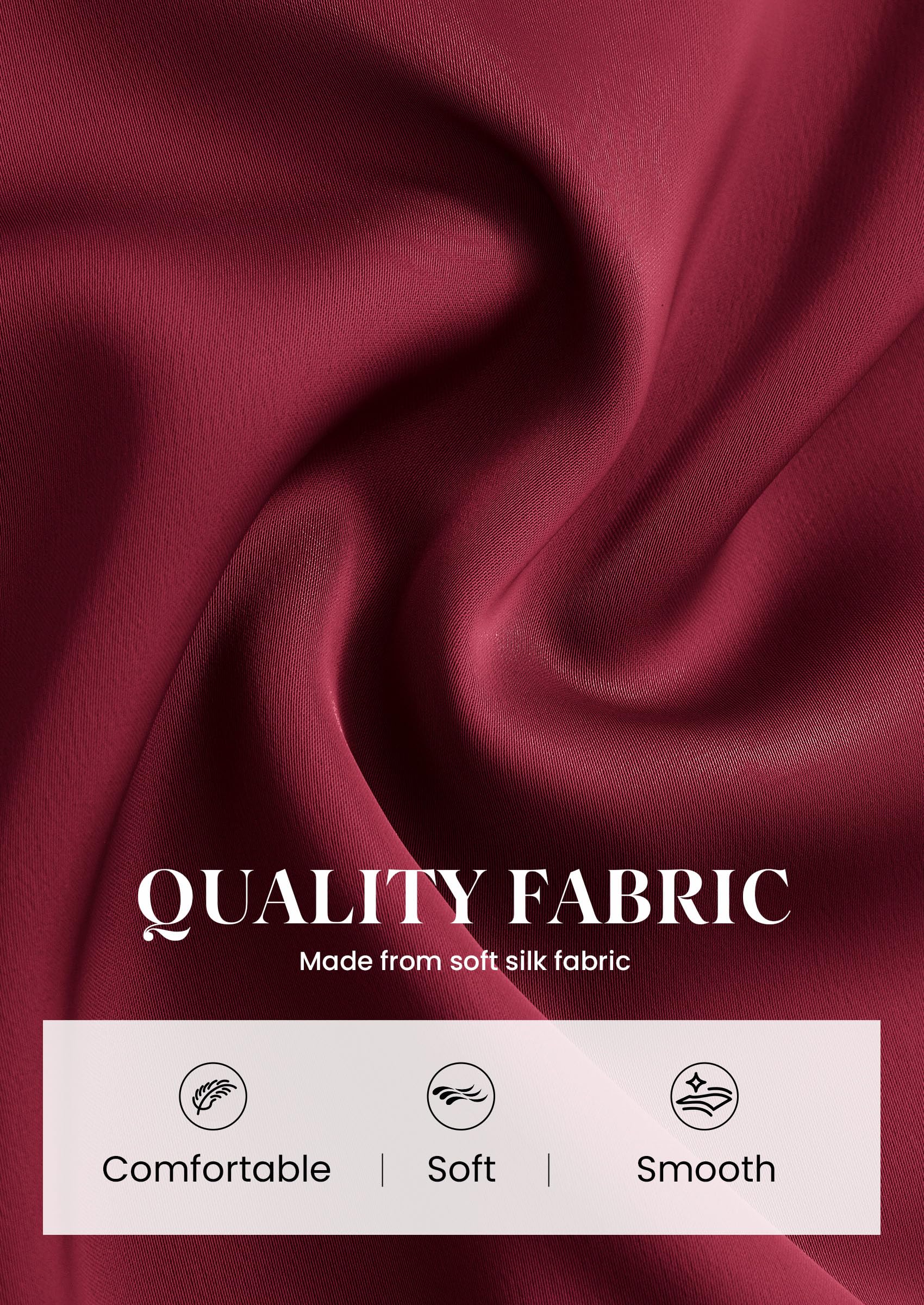Women's Silk Satin Maxi Skirts Fall Clothes (Burgundy,S)