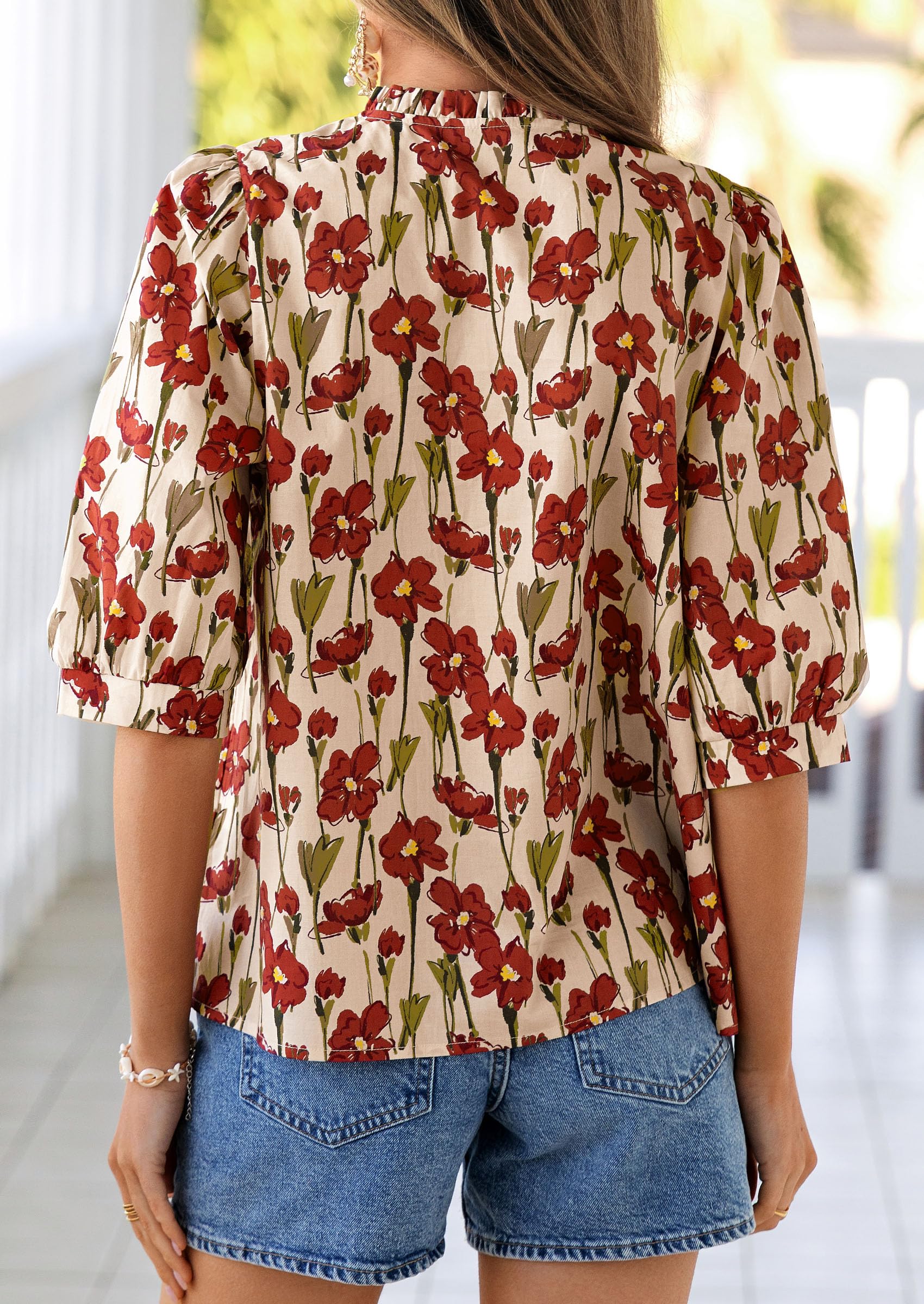 Women's Summer Floral Boho Dressy Casual Tops