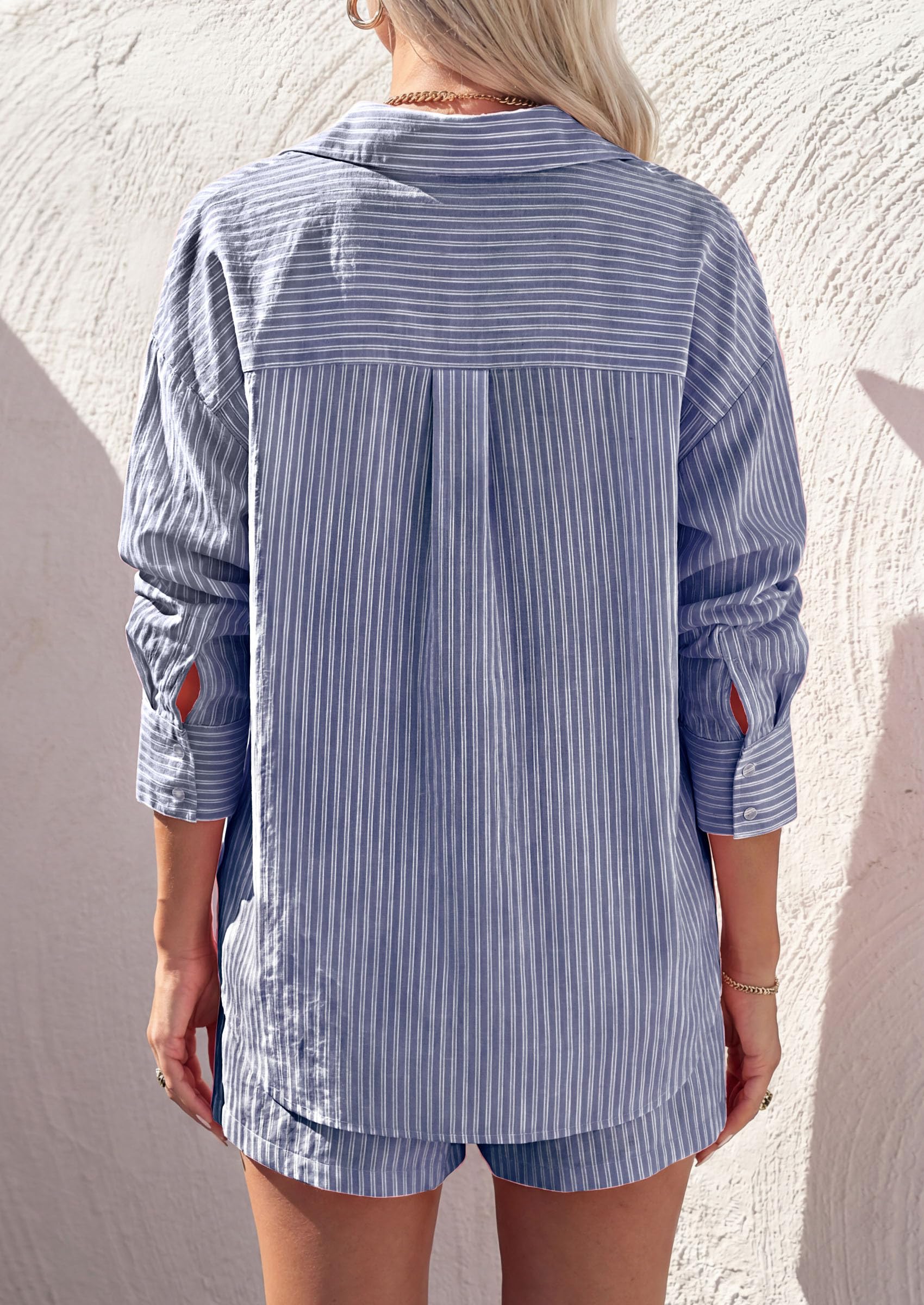 Women's Summer 2 Piece Outfits Lounge Sets Striped Navy White