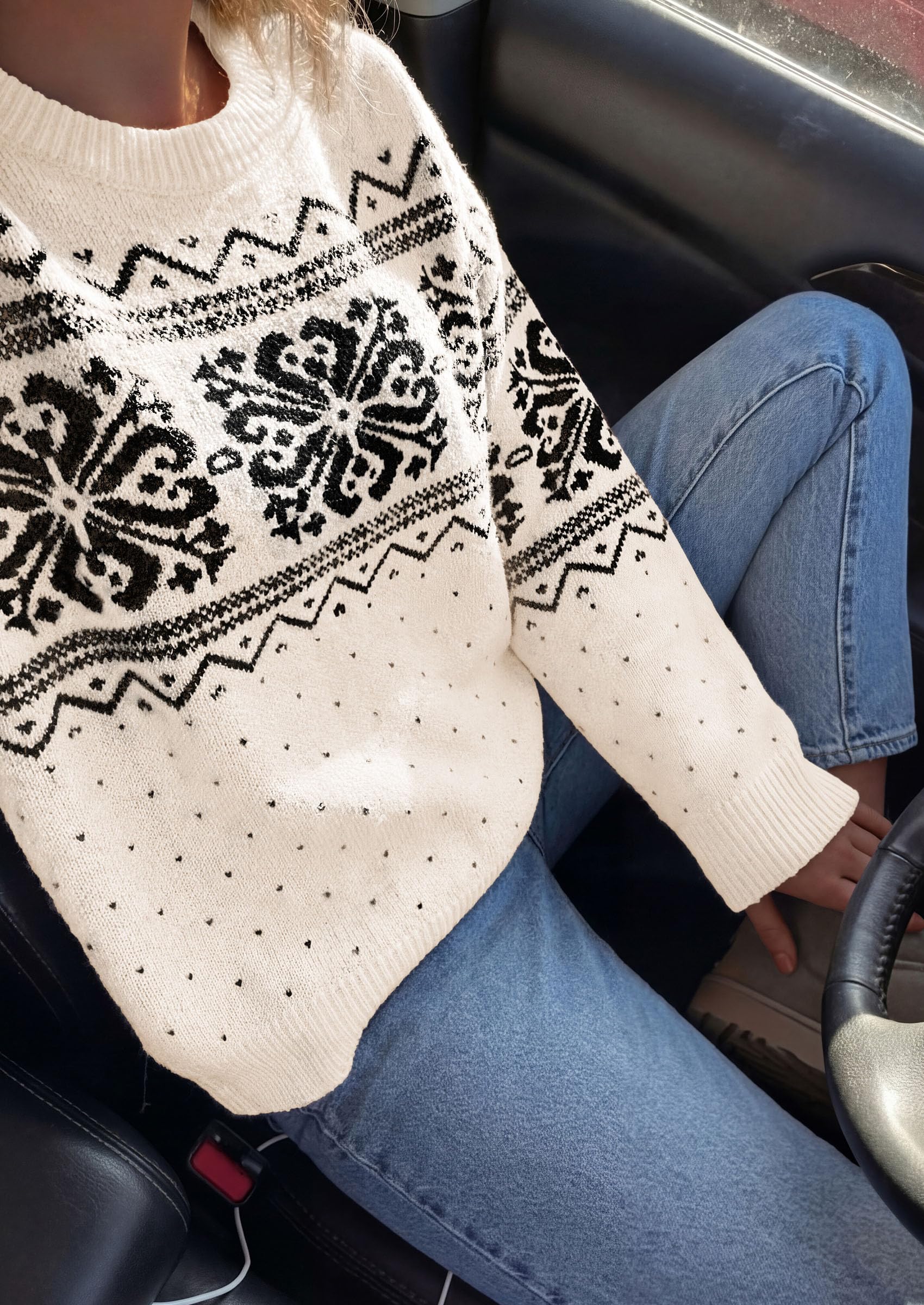 Sweaters for Women Fair Isle Oversized Pullover Fall Outfits