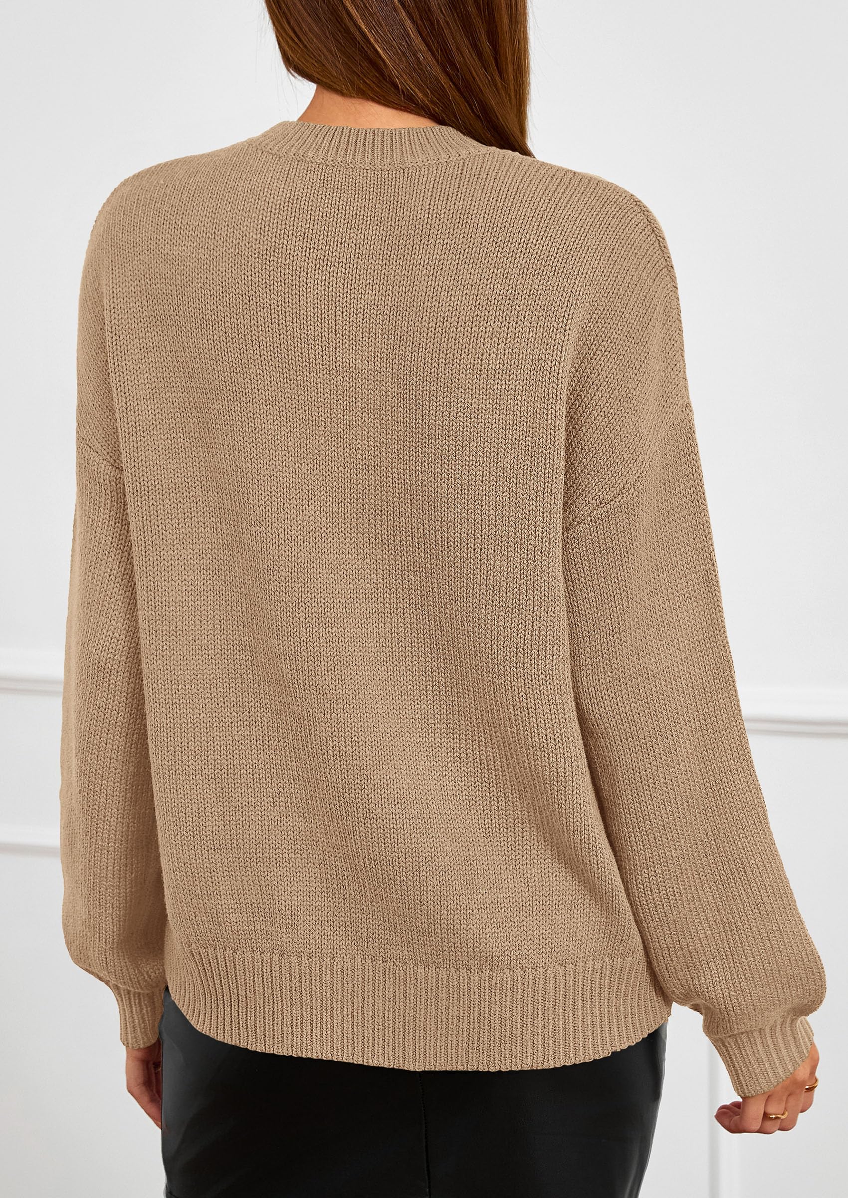 Women's Oversized 3D Floral Knit Sweater,Khaki,M