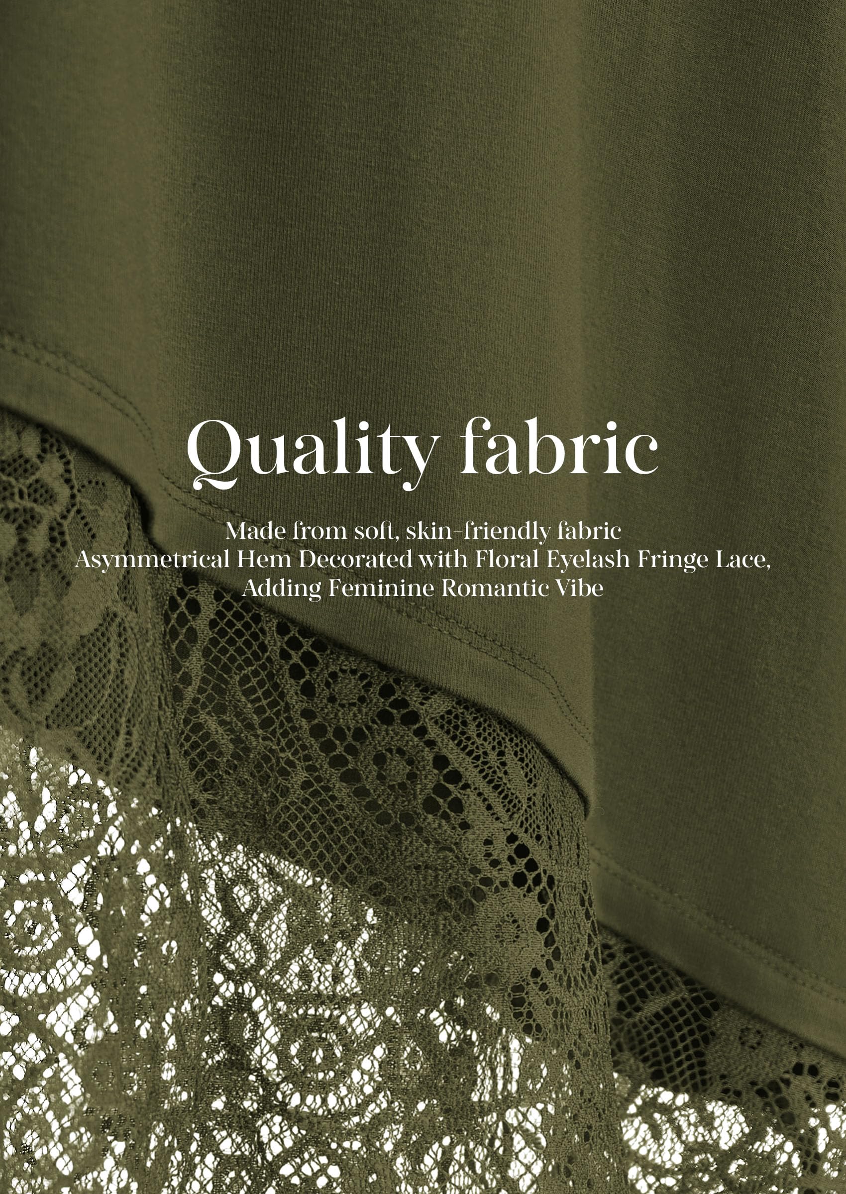 Women's Lace Patchwork Long Sleeve Shirts,Army Green,S