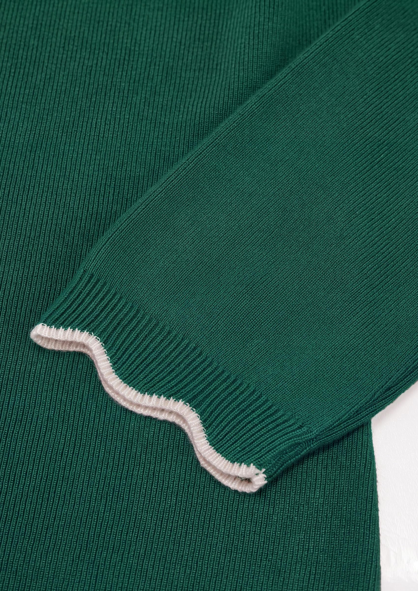 Women's Long Sleeve Ribbed Knit Pullover Sweaters,Green,S