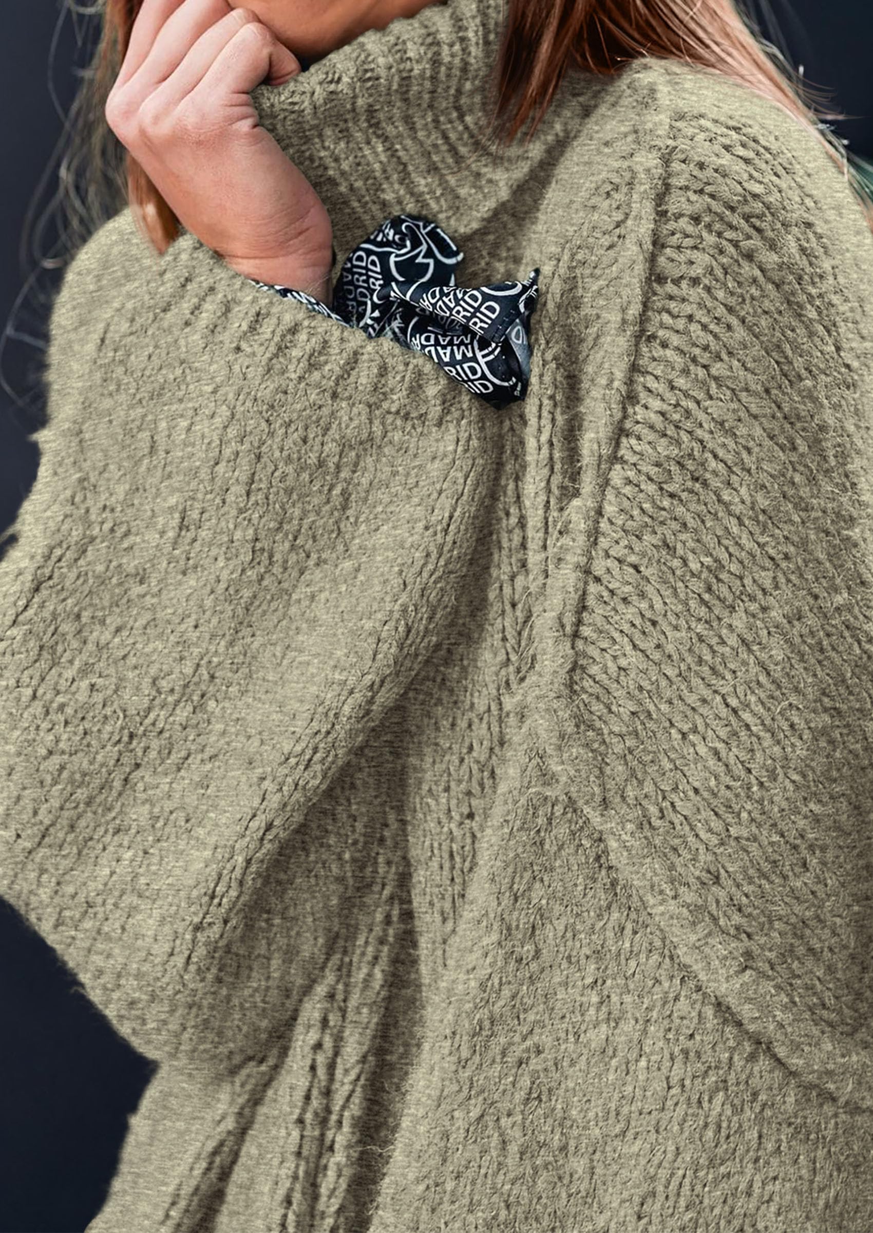 Womens Turtleneck Long Sleeve Oversized Sweaters,Light Green,S