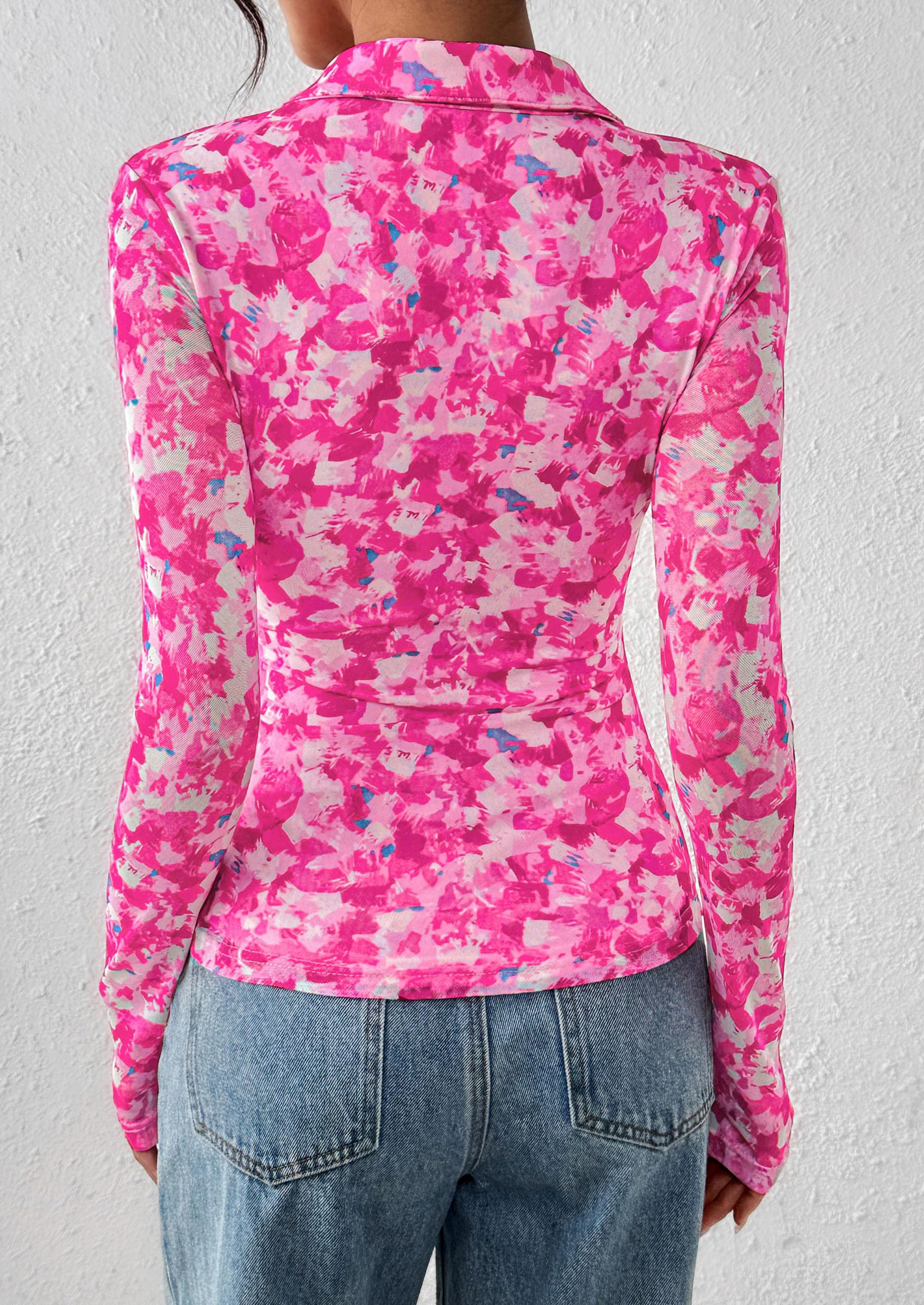 Women's Button Down Shirts Boho Mesh Floral Going Out Tops