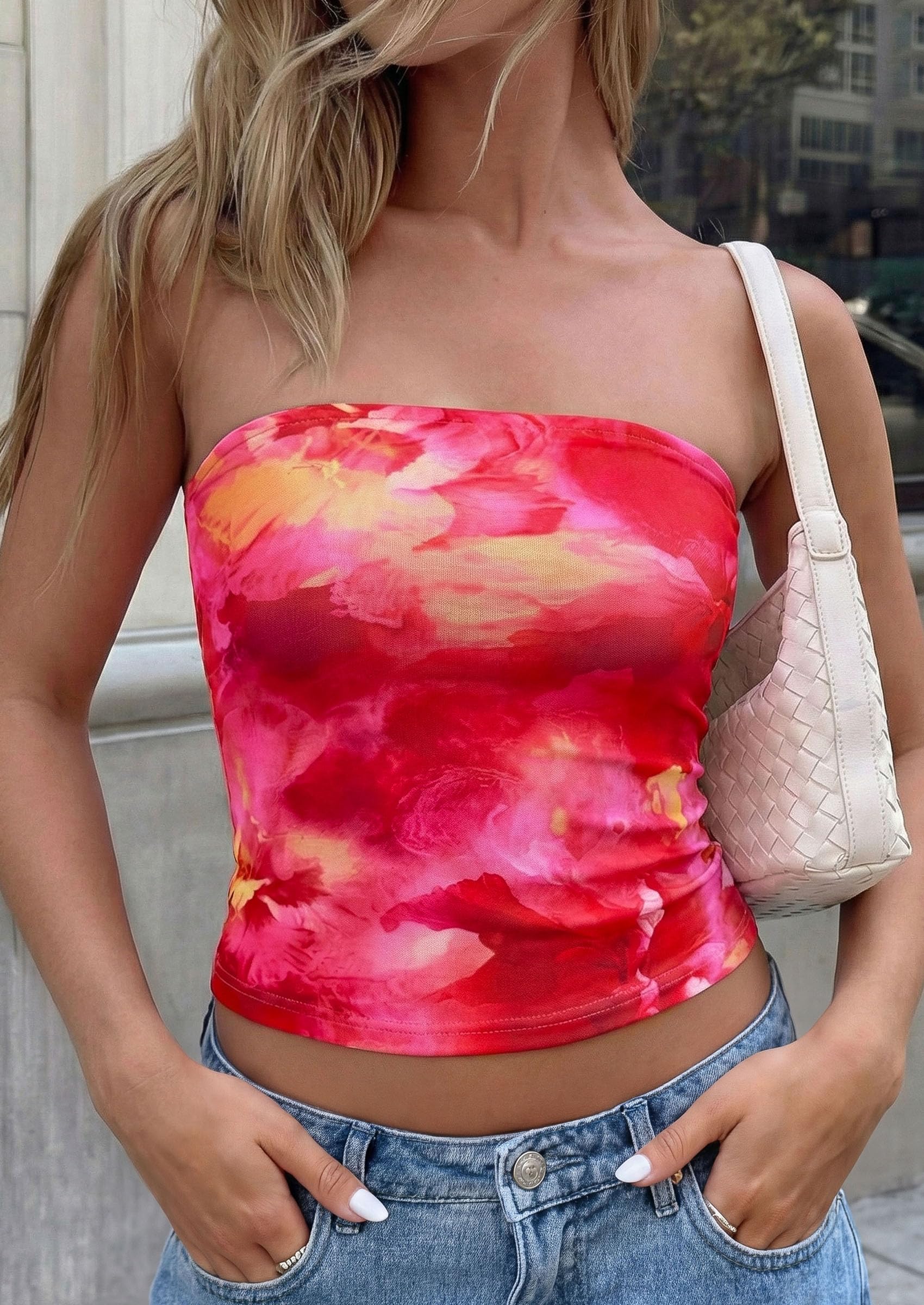 Tube Tops for Women Summer Floral Going Out Vacation Outfits