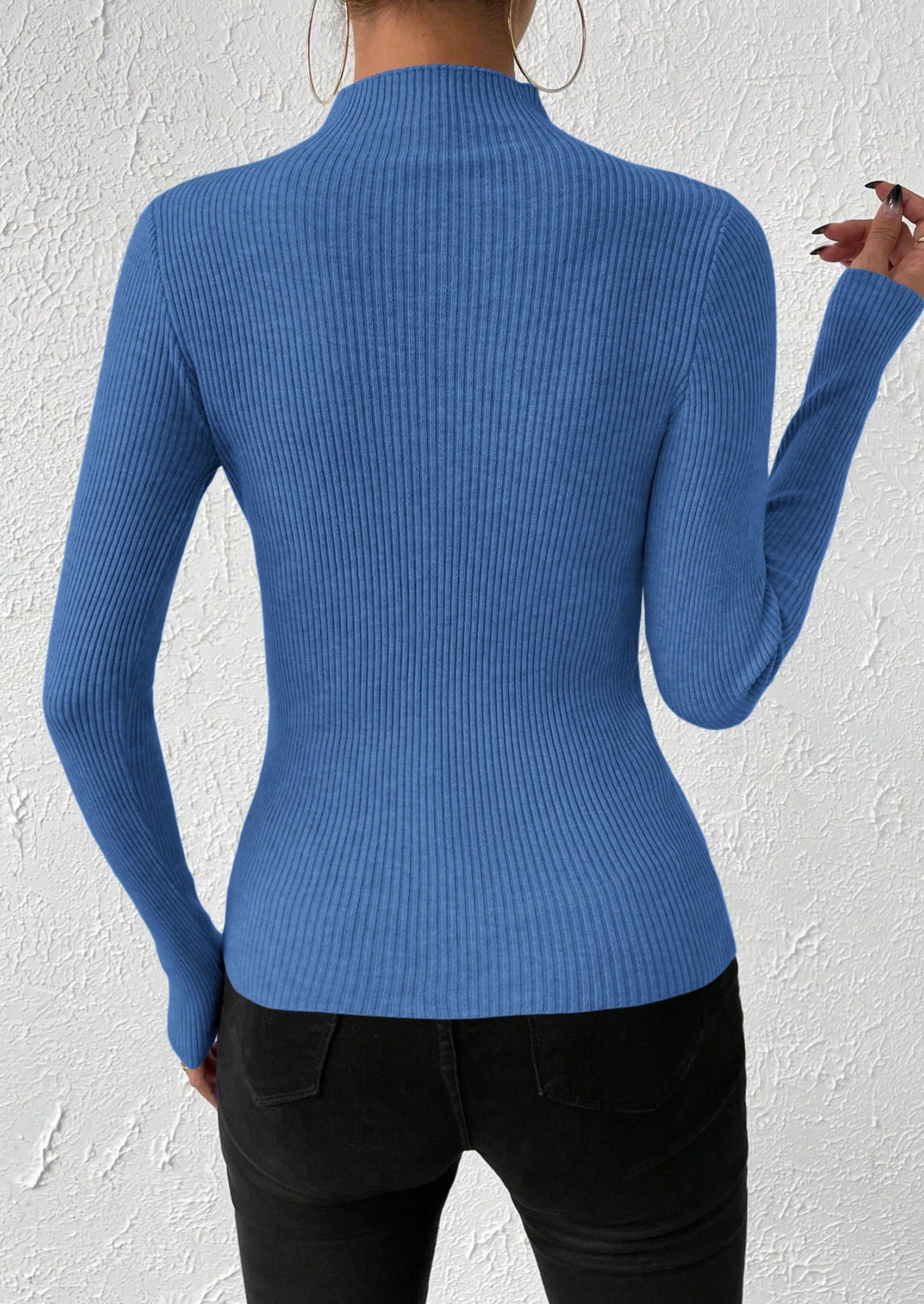 Women's Mock Turtleneck Lightweight Sweaters Fall Knit Tshirts