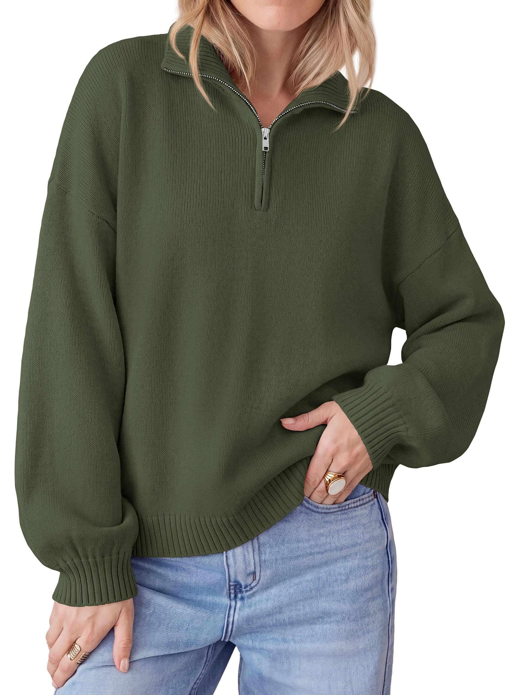 Women's Sweaters Oversized Quarter Zip Pullover Fall Outfits